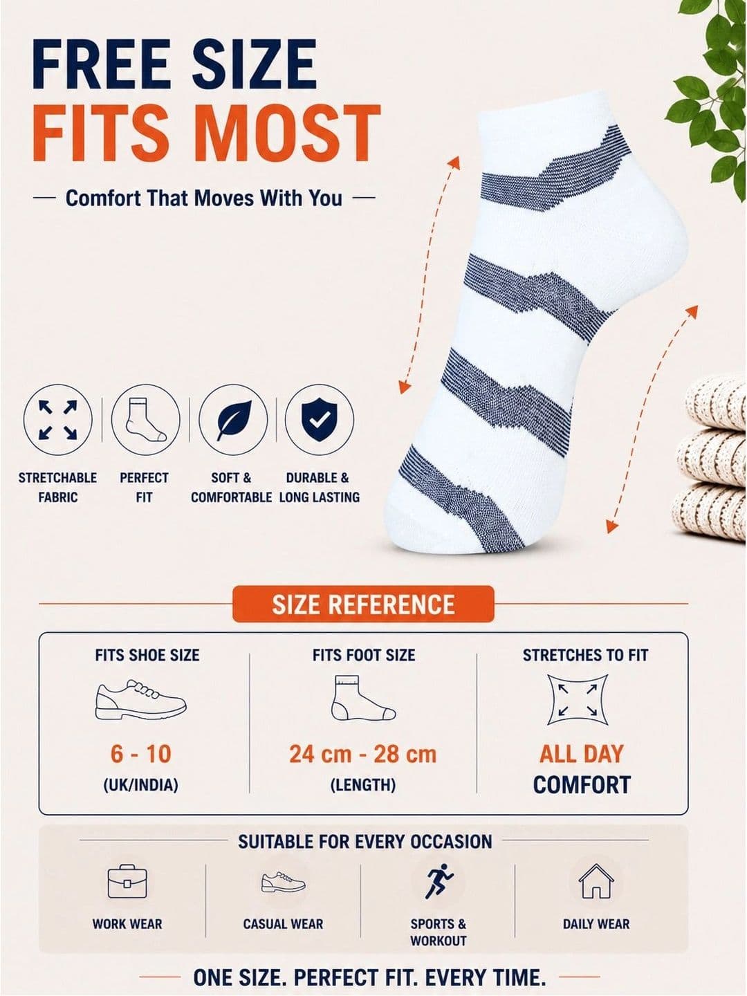 ADDOSSO Men Pack of 6 Cotton Assorted Patterned Ankle Length Socks thumbnail 2