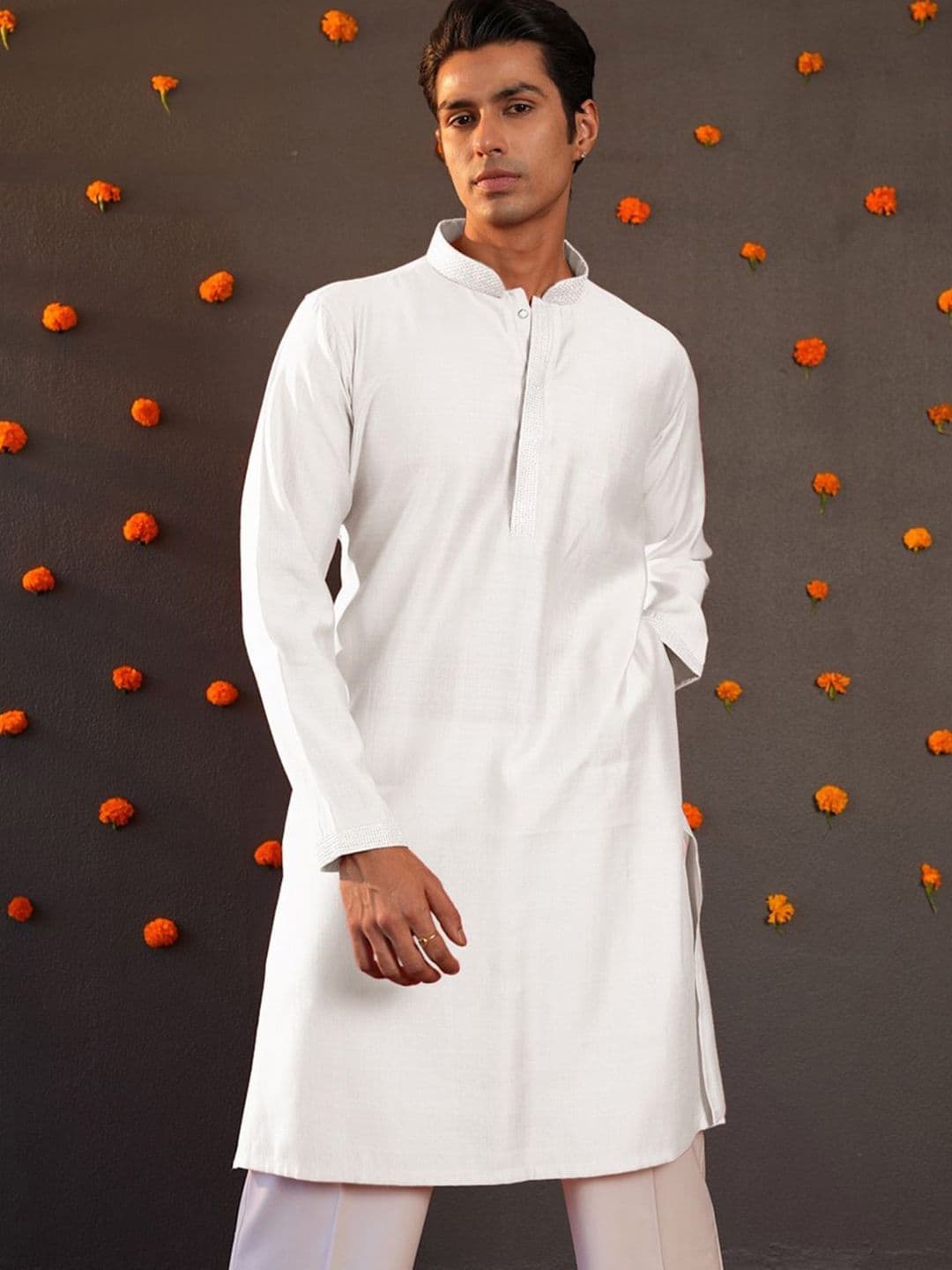 Anouk Men Button Patti Embroidery Straight Kurta thumbnail 6