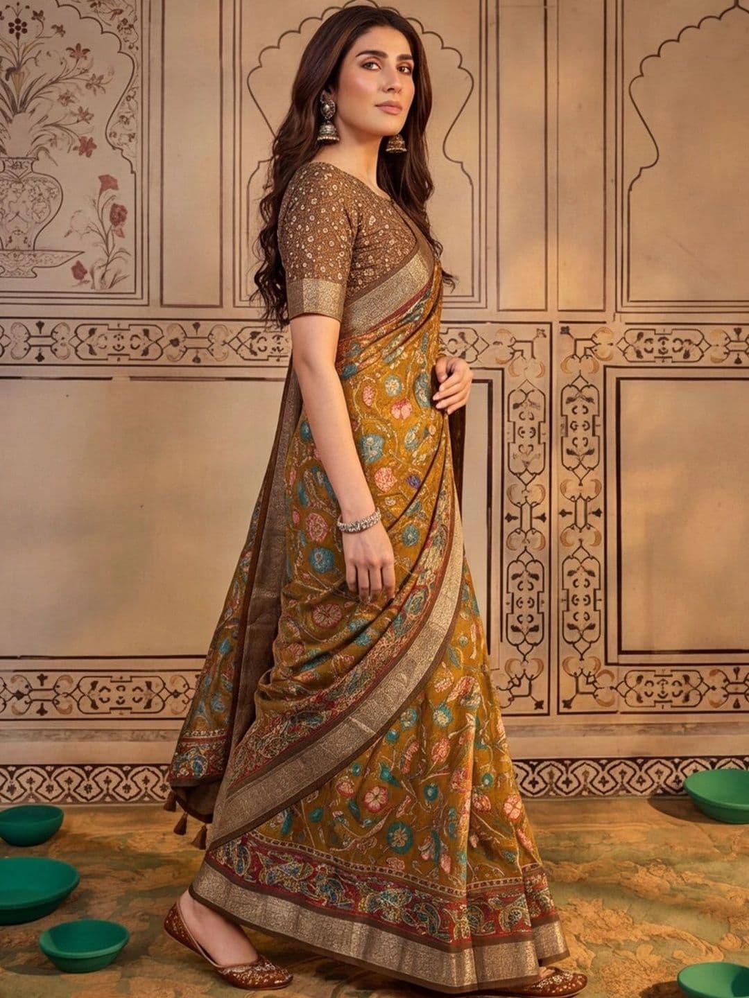 Mitera Kalamkari Zari Silk Cotton Designer Khadi Saree thumbnail 2