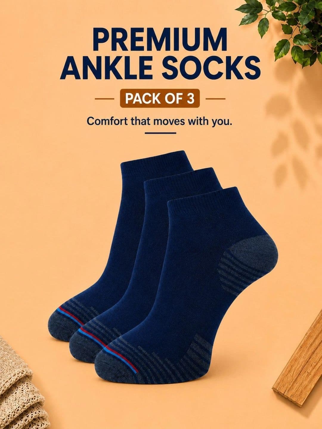 ADDOSSO Men Pack of 3 Cotton Assorted Patterned Ankle Length Socks thumbnail 2