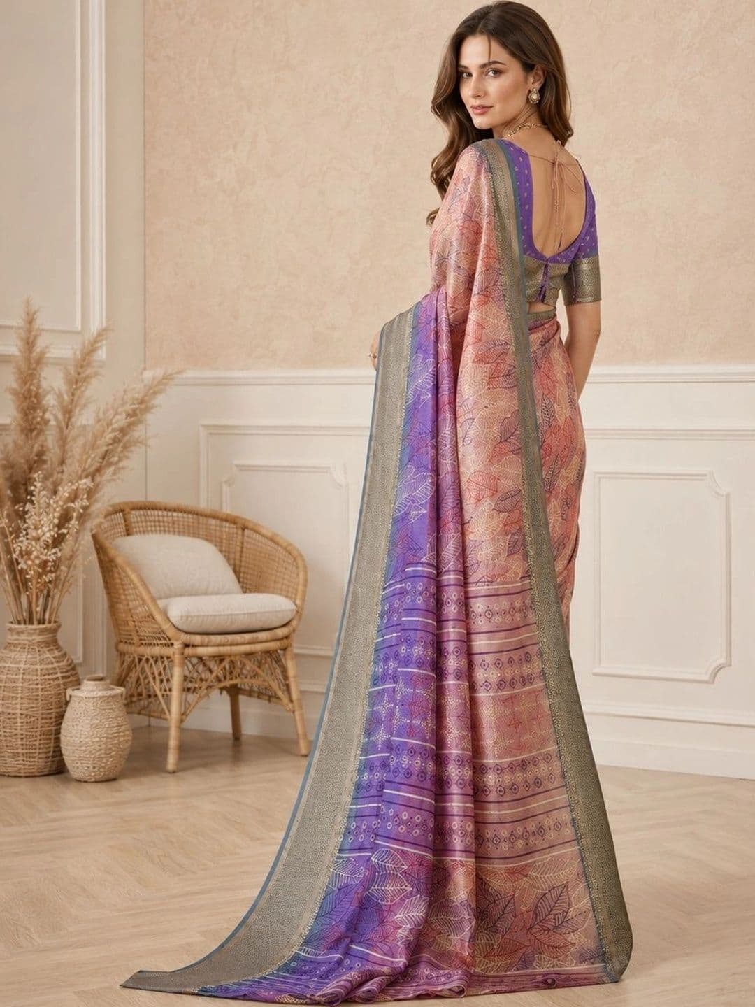 all about you Floral Zari Silk Blend Fusion Patola Saree thumbnail 6