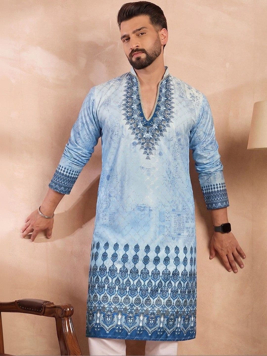 VELKYNOX Men Ethnic Motifs Printed Kurta thumbnail 5