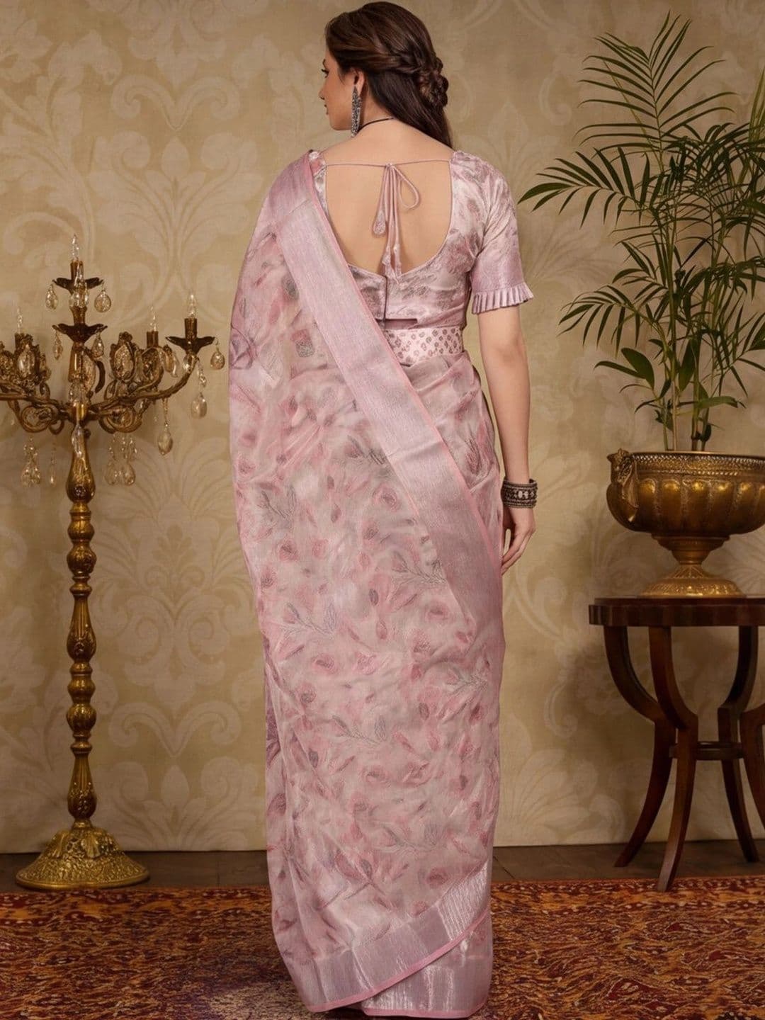 Mitera  Women Floral Zari Silk Cotton Fusion Saree thumbnail 5