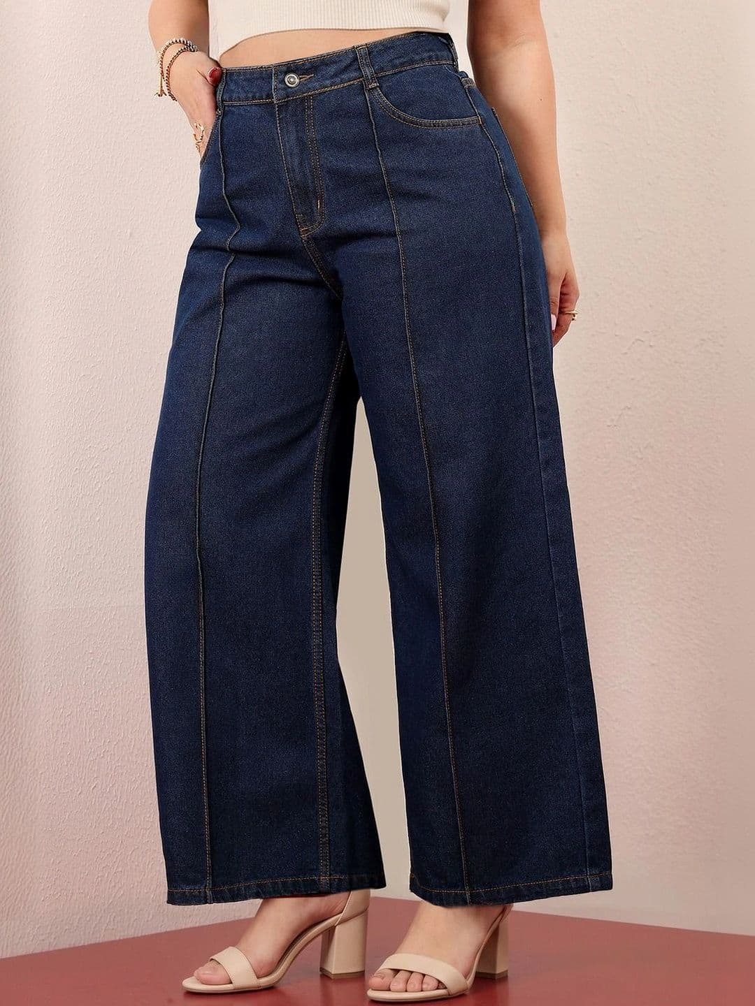 Miss Chase A+ Women Wide Leg High-Rise Heavy Fade Jeans thumbnail 5