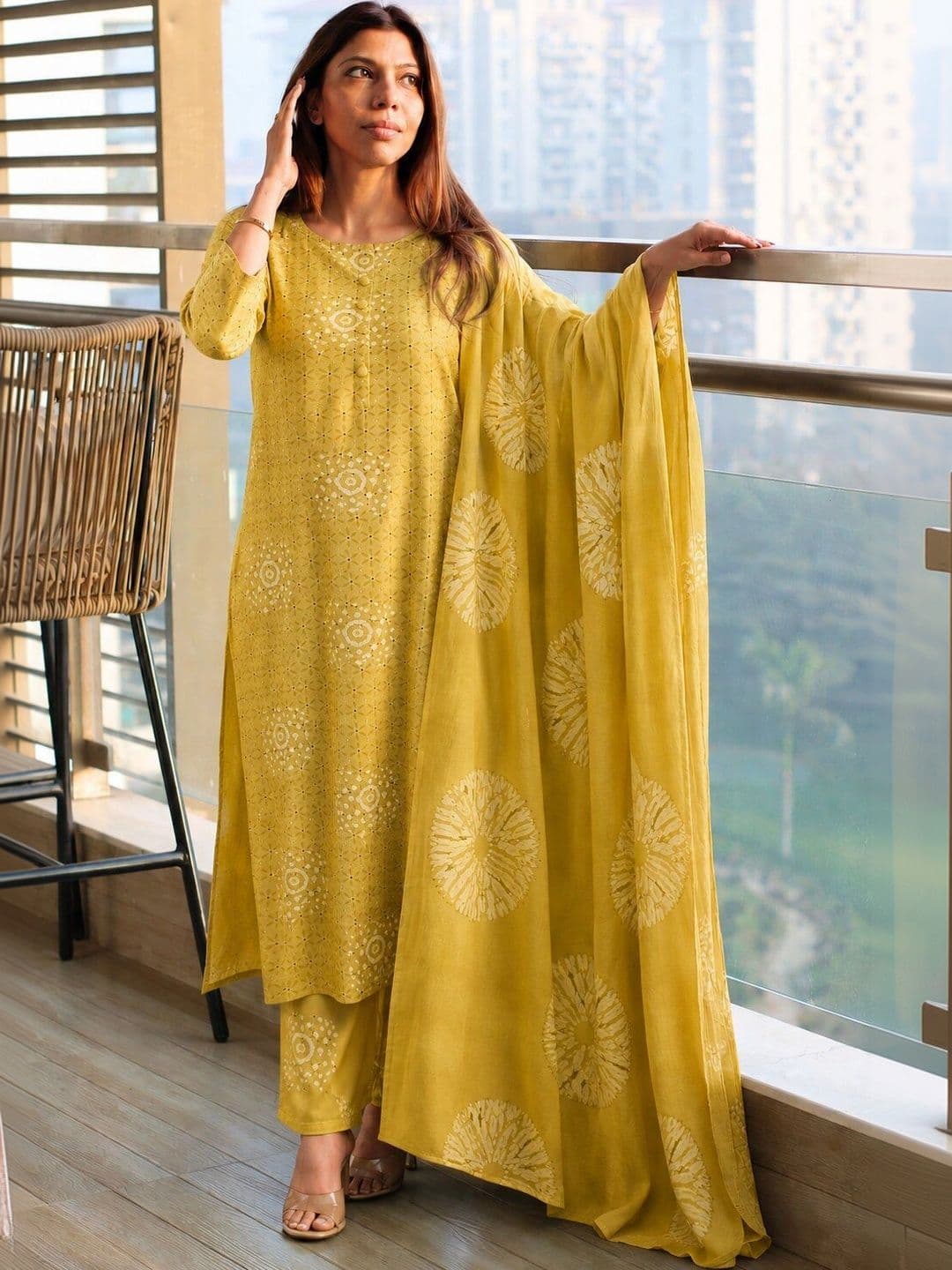SZN Women Ethnic Motifs Printed Regular Kurta with Trousers & With Dupatta thumbnail 3