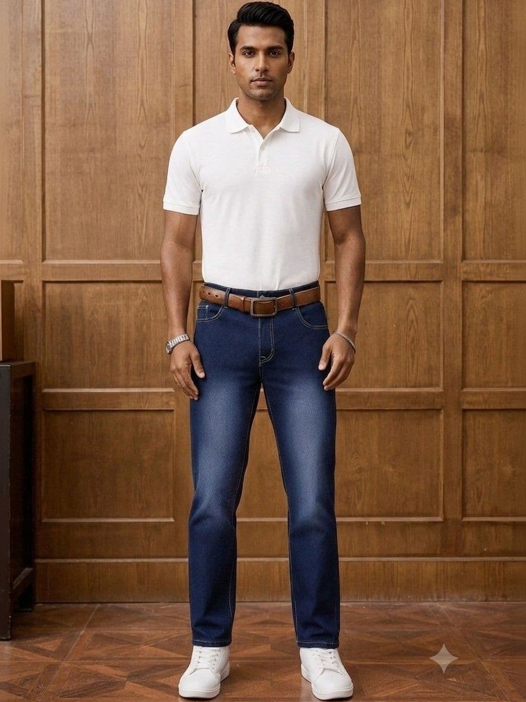 MASTERLY WEFT Men Straight Fit Mid-Rise Stretchable Jeans thumbnail 4