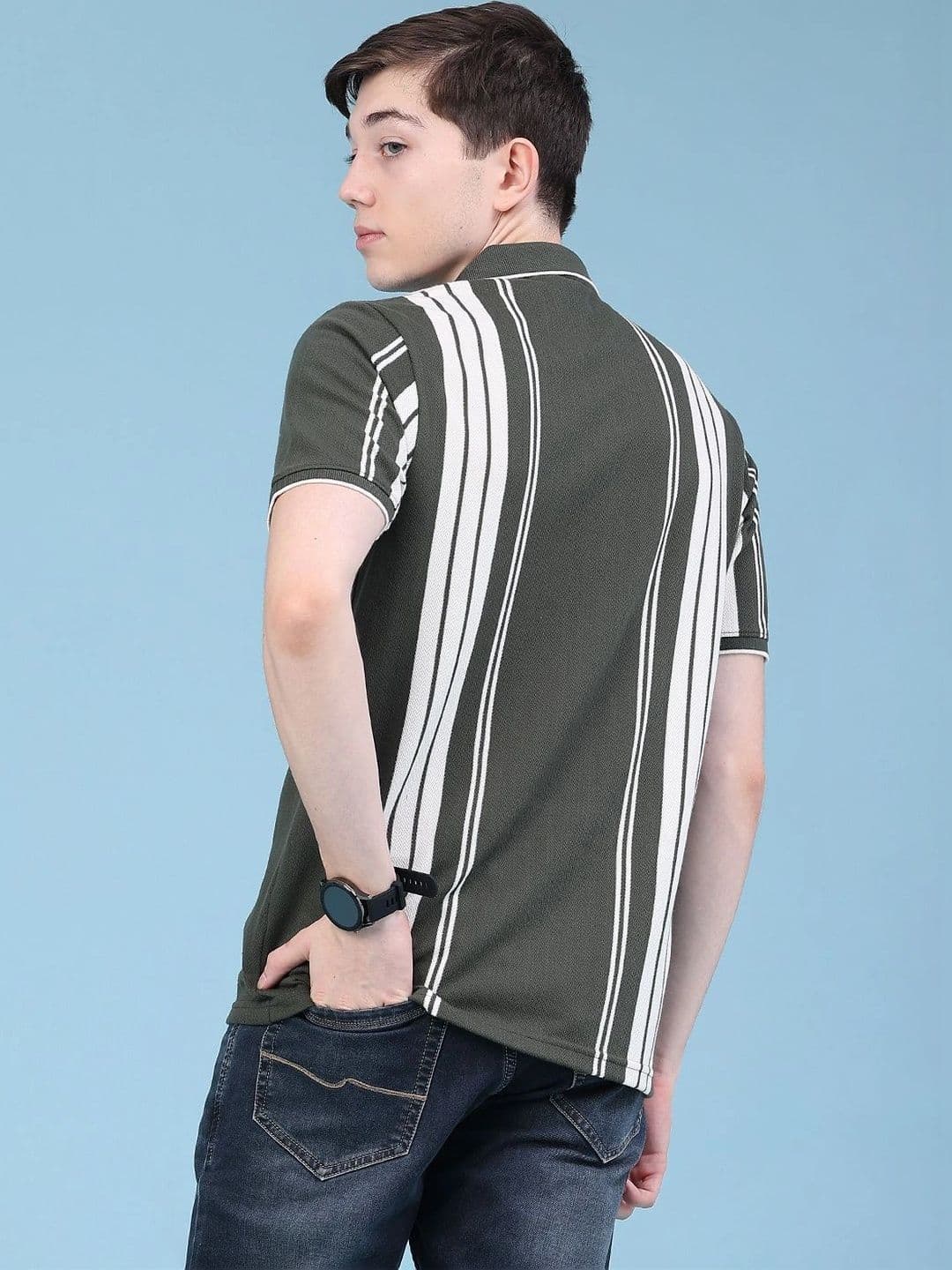 V-Mart Men Striped Polo Collar T-shirt thumbnail 2