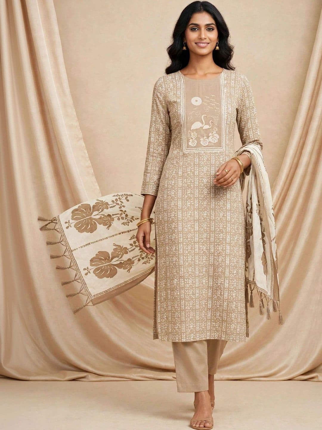 WaCraz Printed Pure Cotton Semi-Stitched Dress Material thumbnail 4
