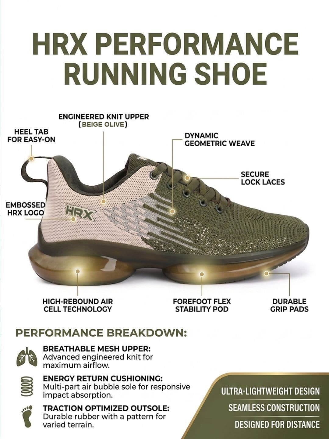 HRX by Hrithik Roshan Men Textile Running Shoes thumbnail 2