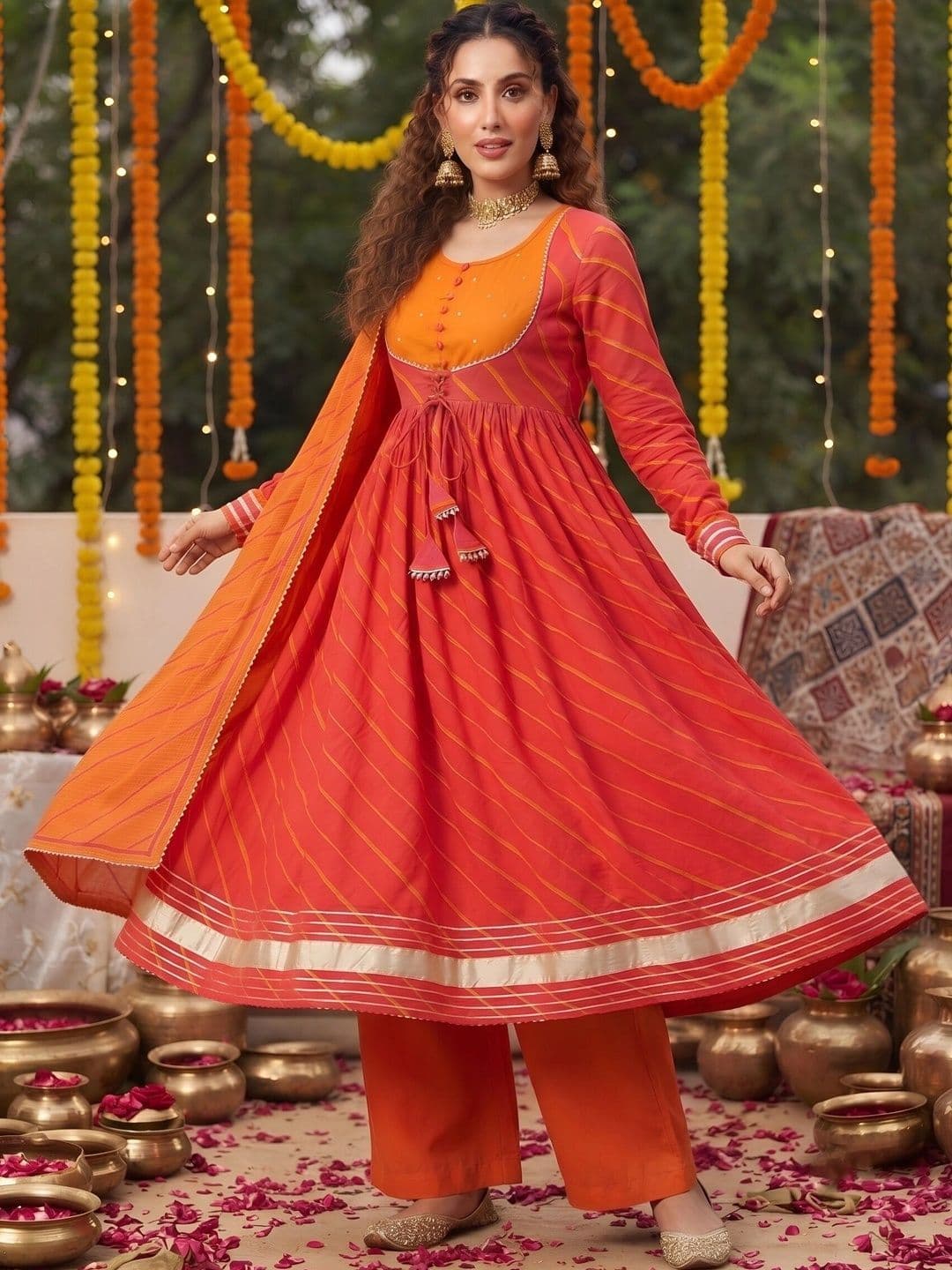 Nayo Women Printed Empire Pure Cotton Kurta with Palazzos & With Dupatta thumbnail 4