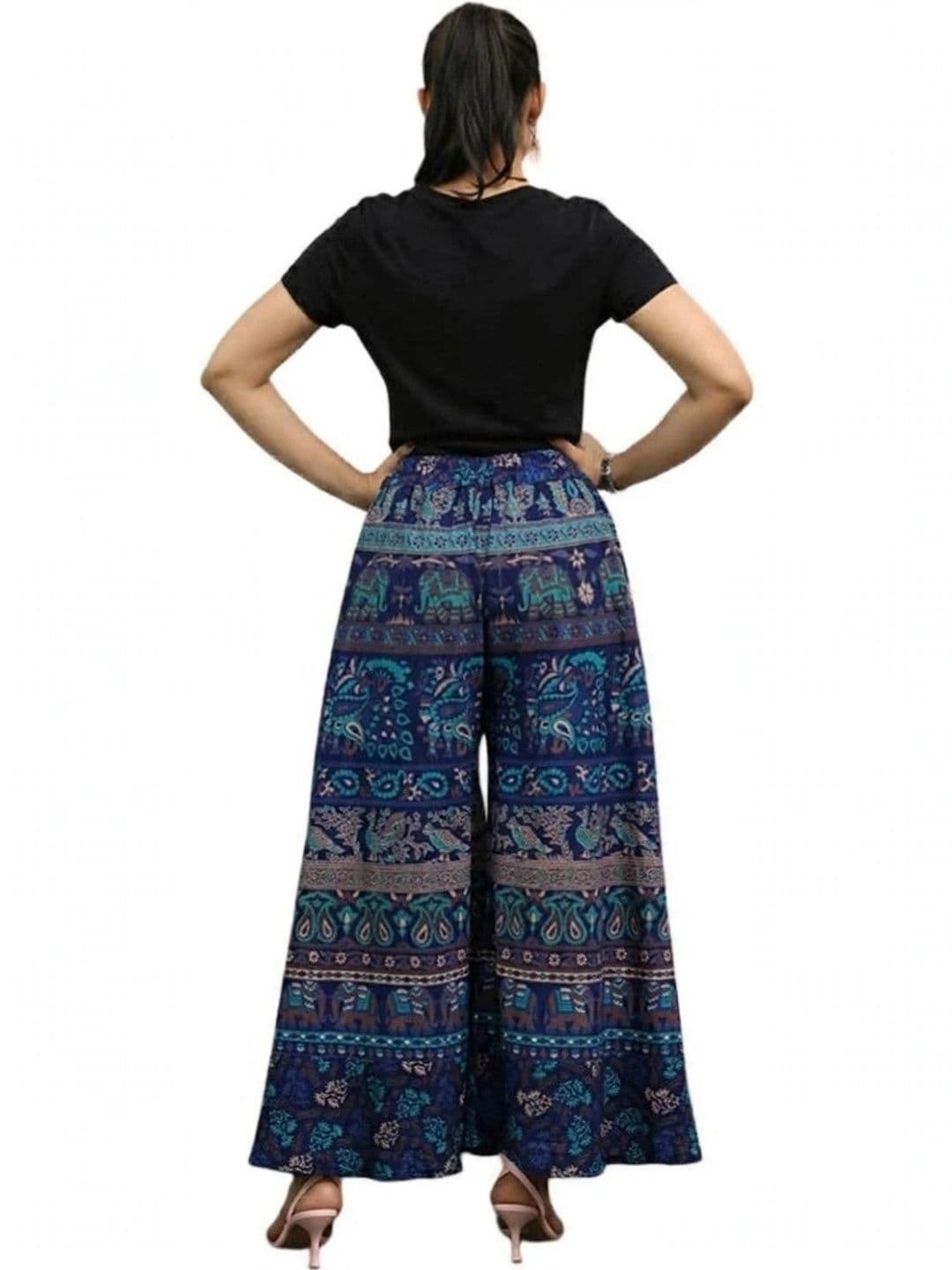 OUTER WEAR AYAM EXPORTS Women Ethnic Motifs Printed Knitted Ethnic Palazzos thumbnail 2