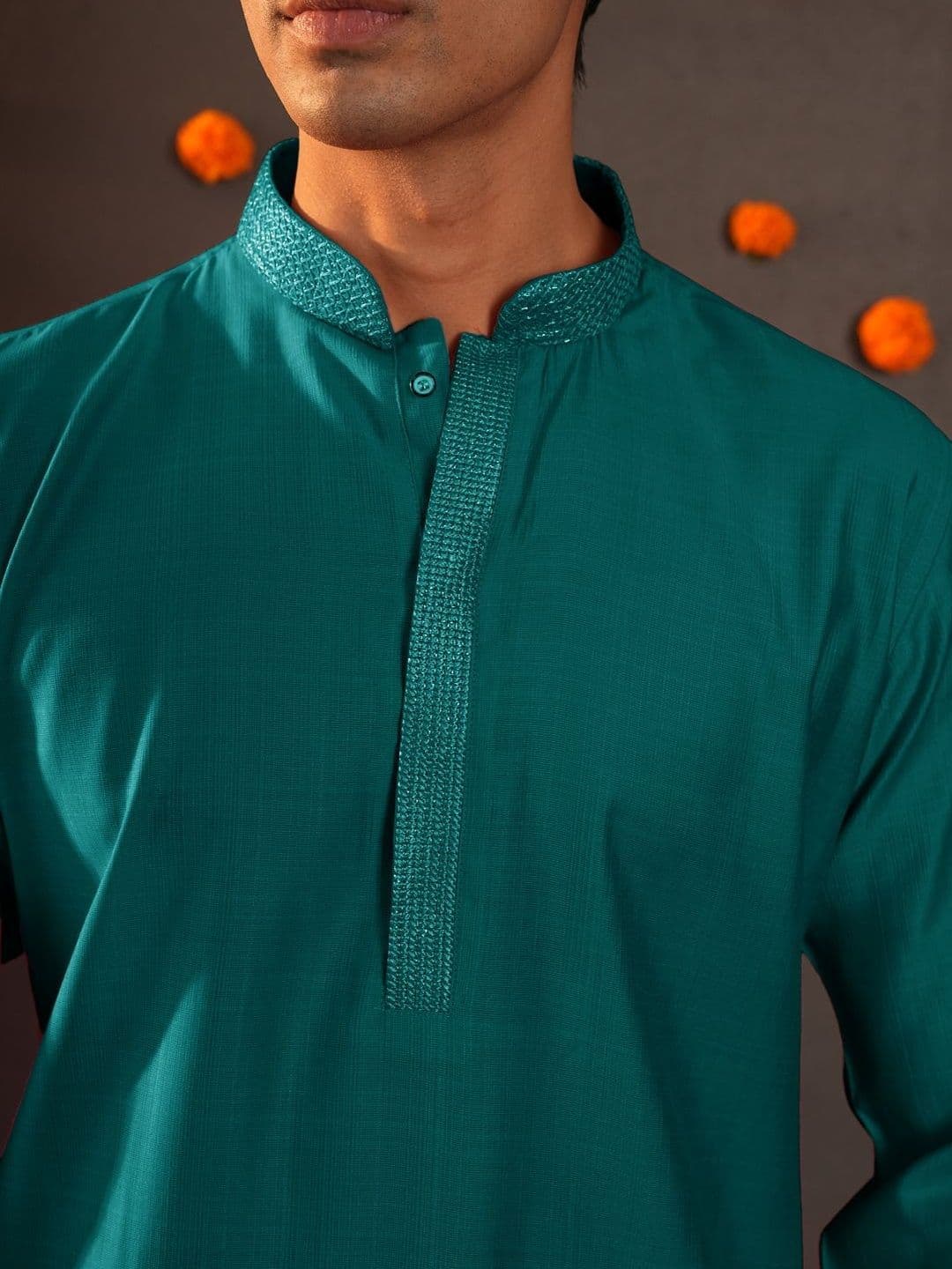 Anouk Men Button Patti Embroidery Straight Kurta thumbnail 7