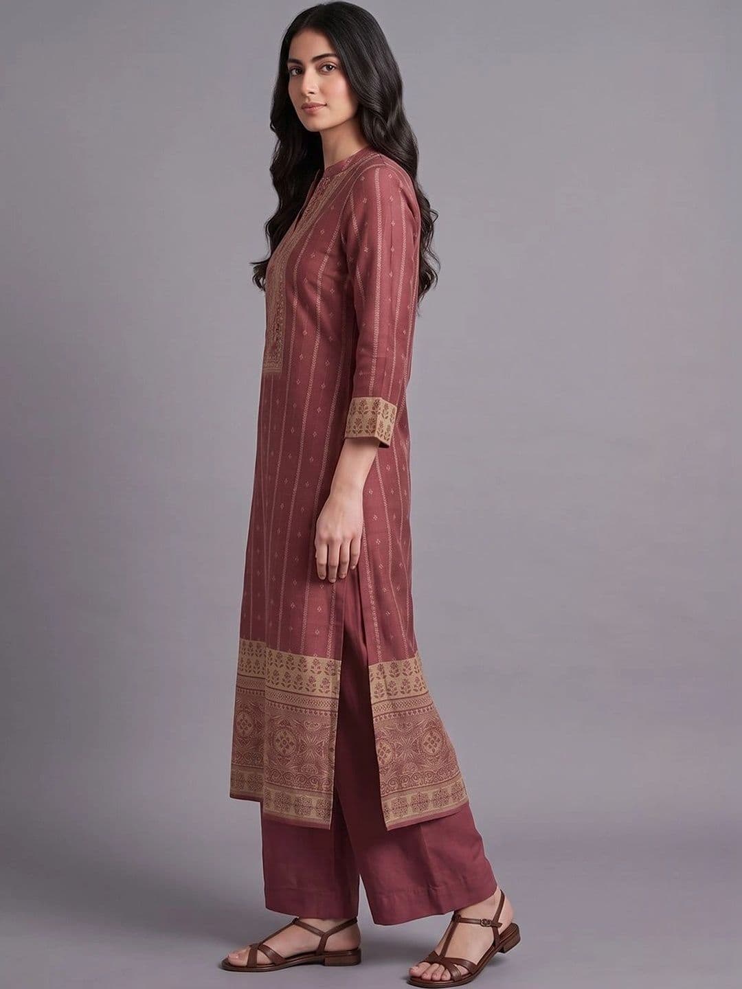 Navibhu Women Ethnic Motifs Printed Regular Kurta with Palazzos & With Dupatta thumbnail 4