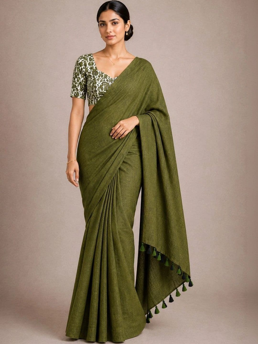 OSARIO Paisley Pure Cotton Saree - view 1
