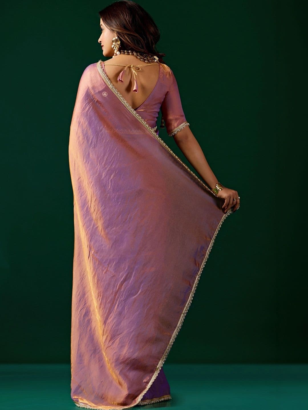 KANYAARI Alia Lavender Satin Saree With Cutdana Work thumbnail 2