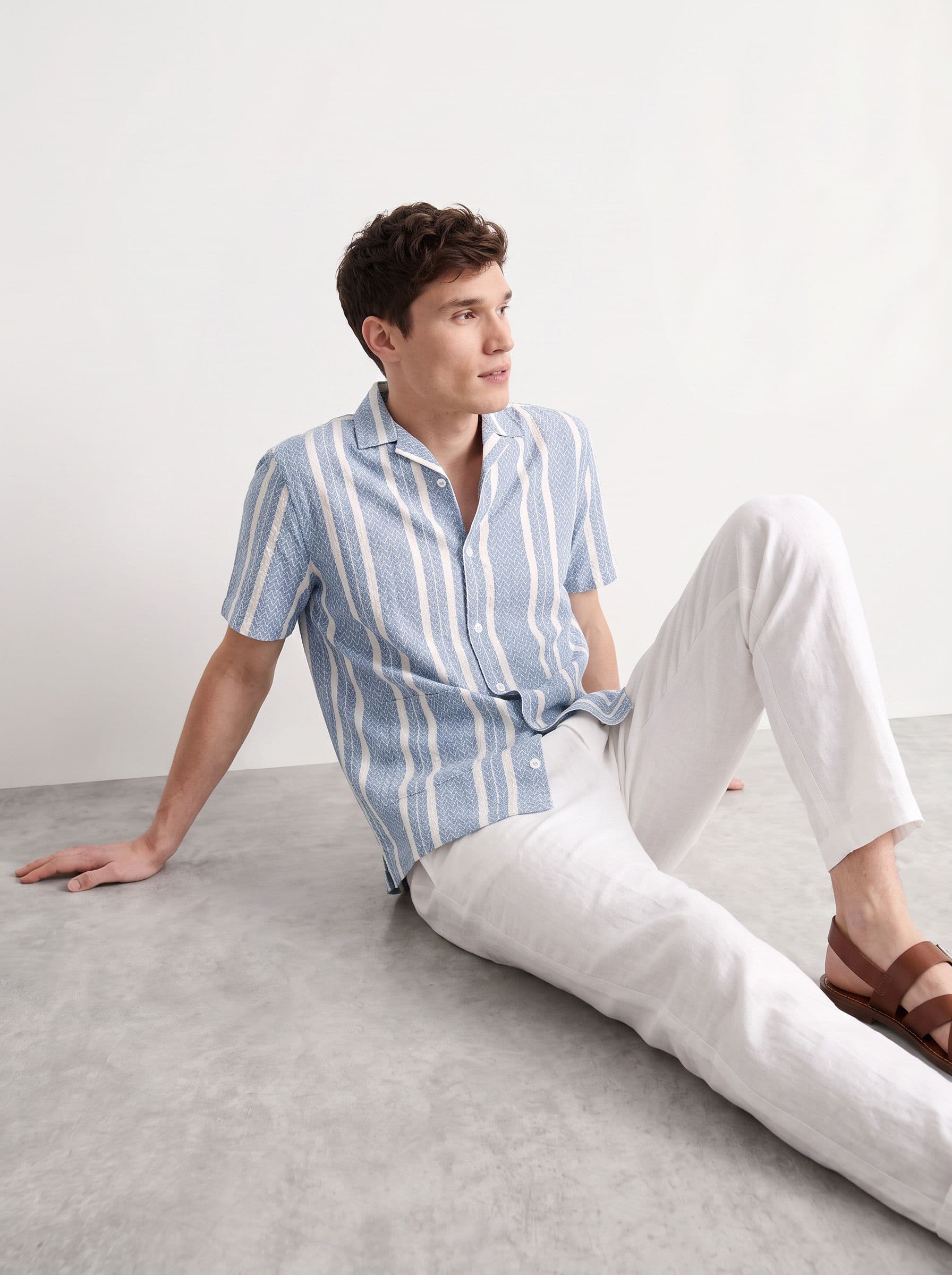 Mast & Harbour Soft Touch Textured Stripe Shirt thumbnail 3