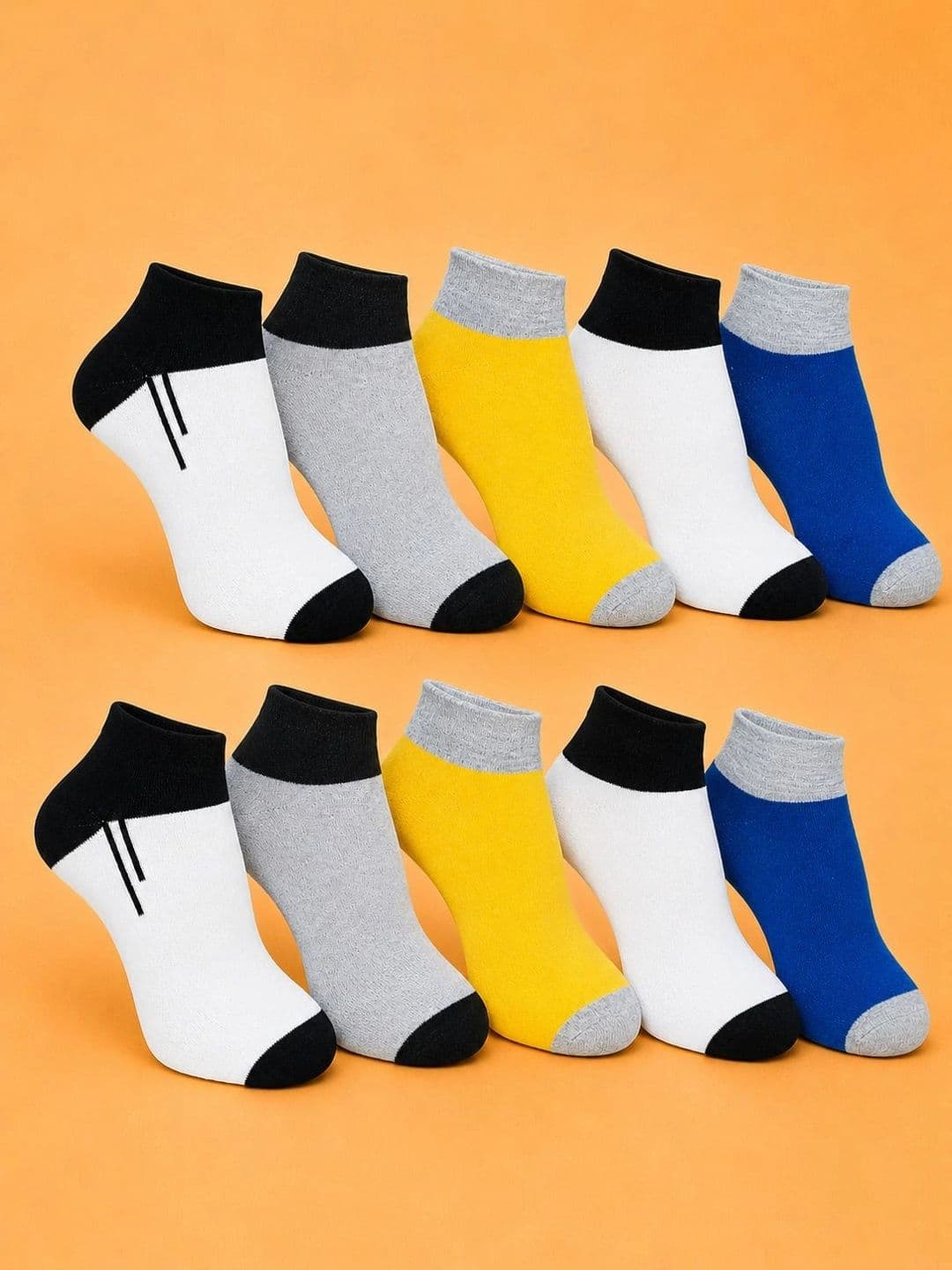 ADDOSSO Men Pack of 10 Cotton Assorted Colourblocked Ankle Length Socks - view 1