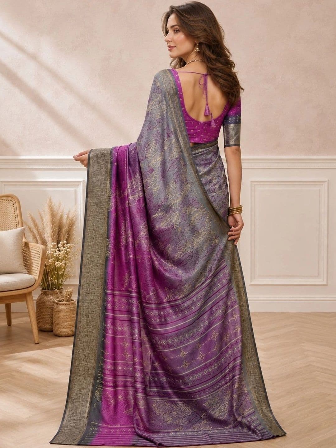 all about you Woven Design Zari Silk Blend Fusion Patola Saree thumbnail 2