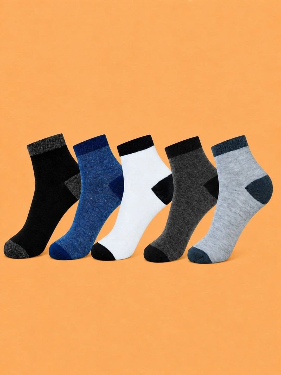 ADDOSSO Men Pack of 5 Cotton Assorted Colourblocked Ankle Length Socks - view 1