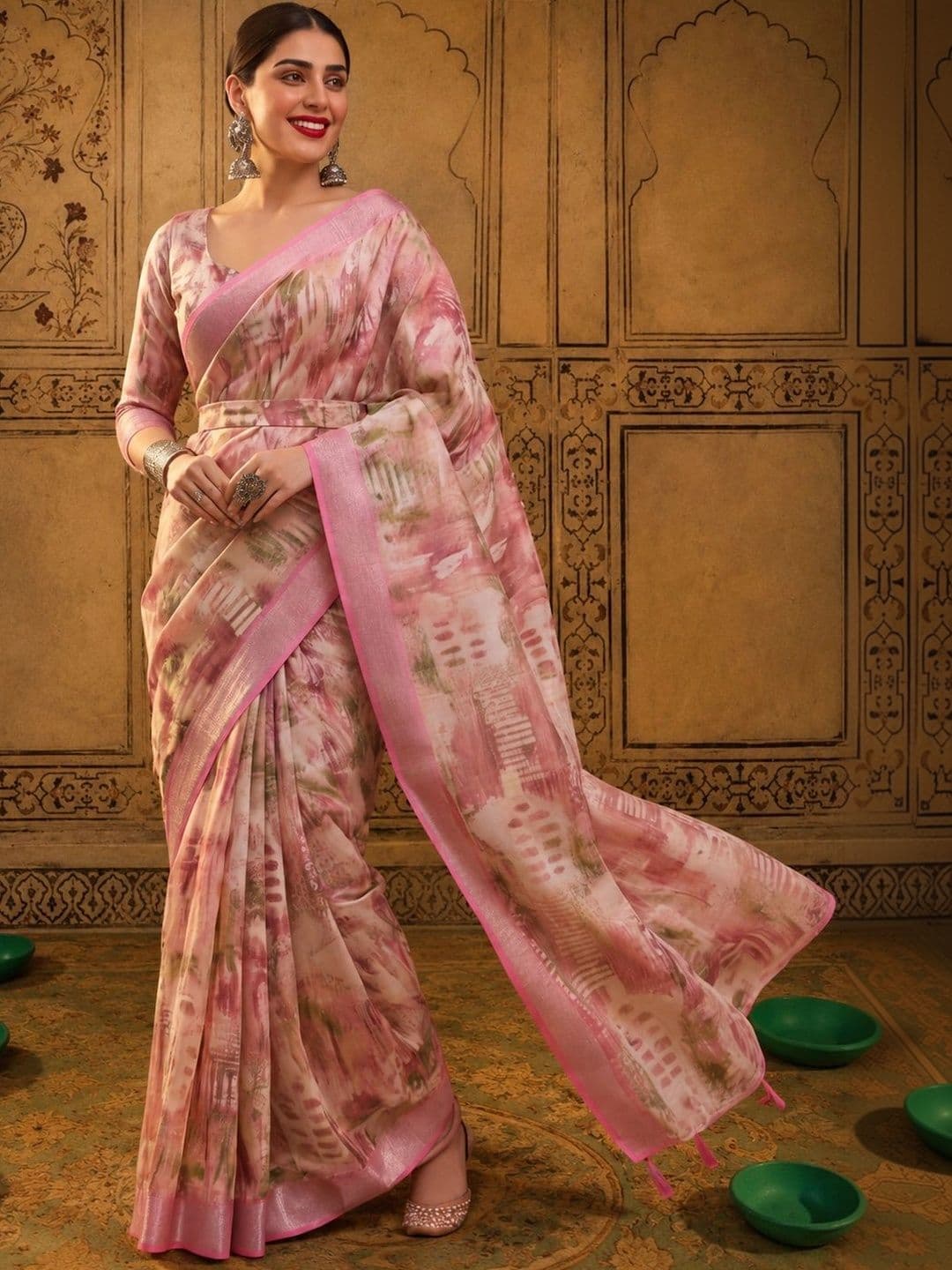 Mitera Zari Silk Cotton Fusion Saree - view 1