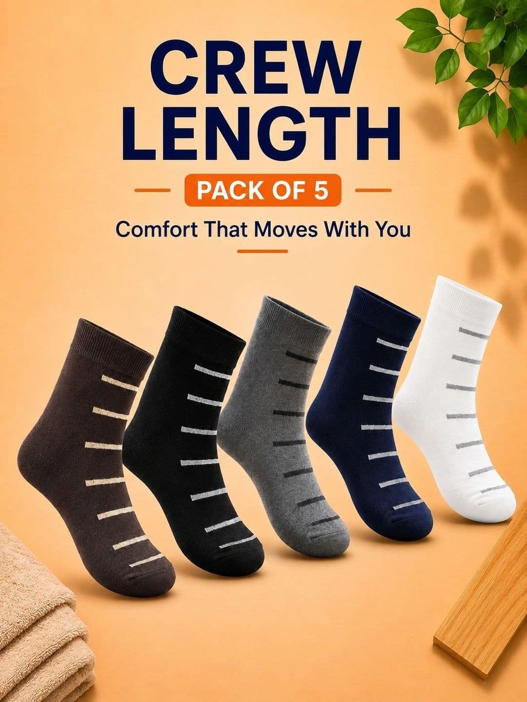 ADDOSSO Men Pack of 5 Cotton Assorted Patterned Calf Length Socks thumbnail 3