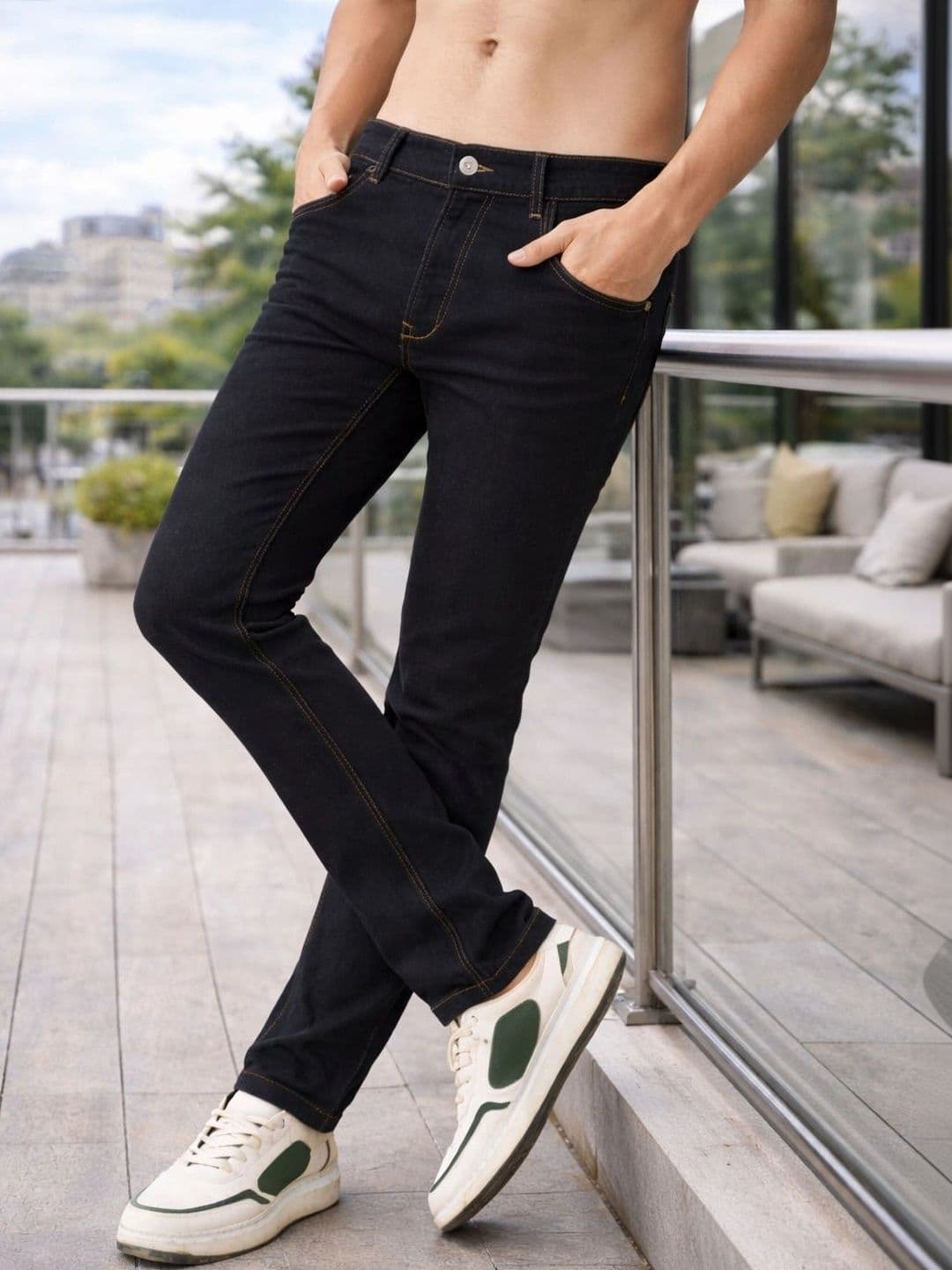 Mast & Harbour Men Regular Fit Mid-Rise Stretchable Jeans thumbnail 4
