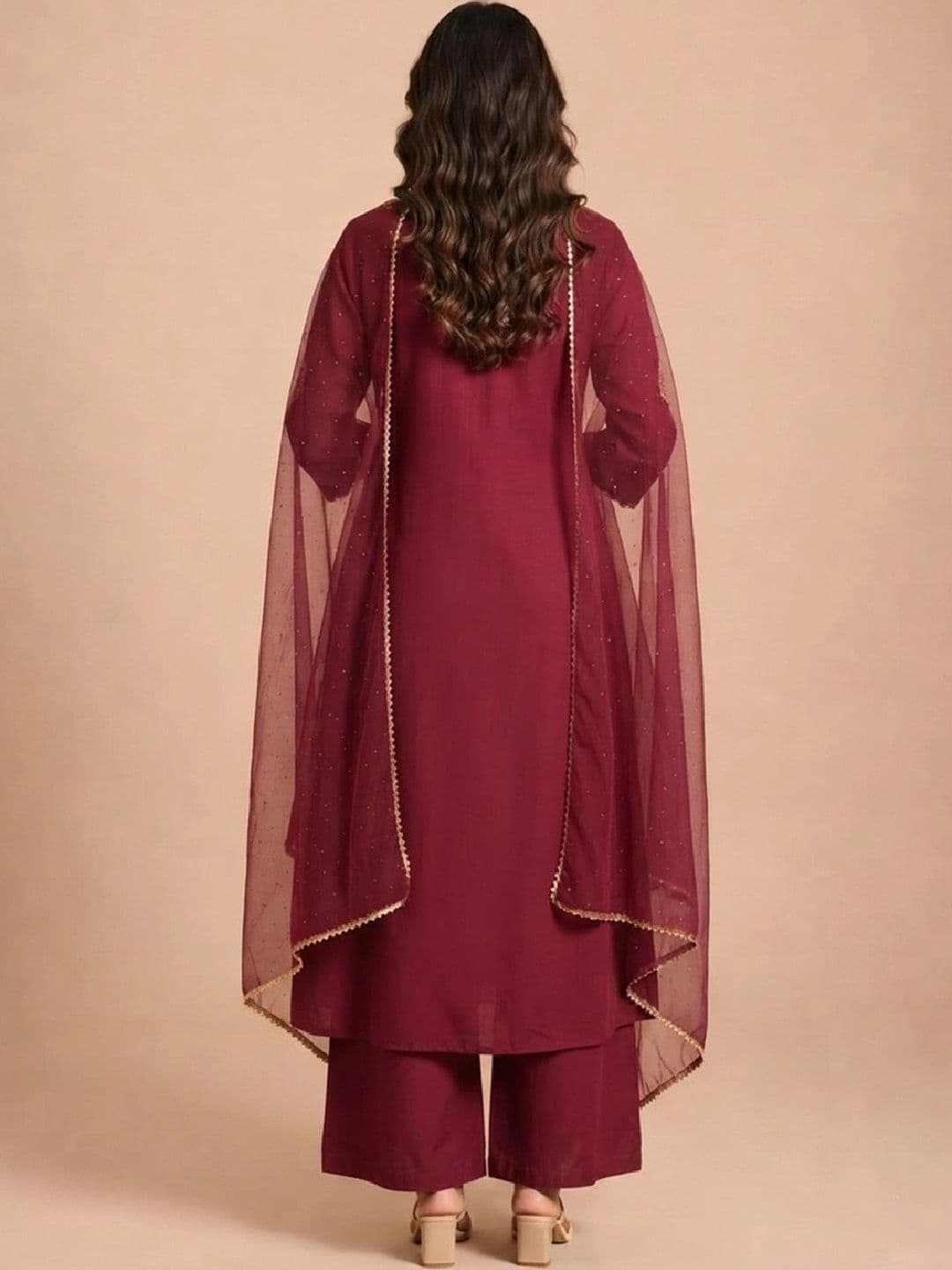 Varanga Women Ethnic Motifs Embroidered Regular Thread Work Kurta with Palazzos & With Dupatta thumbnail 5