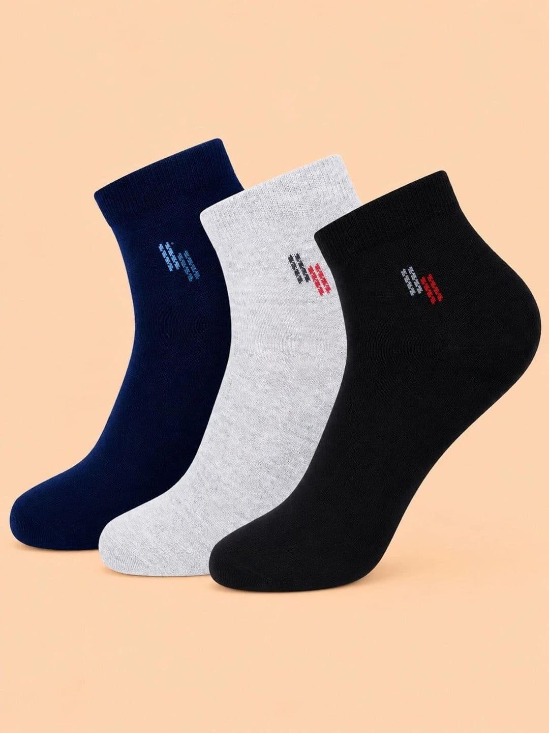 ADDOSSO Men Pack of 3 Cotton Assorted Ankle Length Socks - view 1