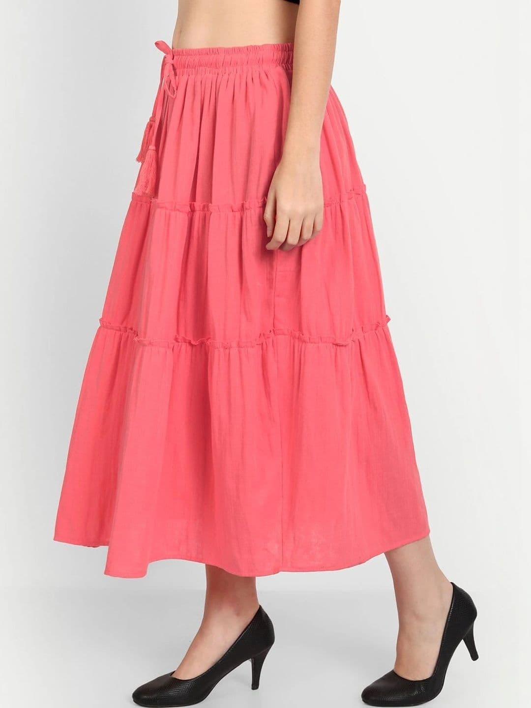 Aaruvi Ruchi Verma Women Pure Cotton Tiered Midi Flared Skirt thumbnail 6