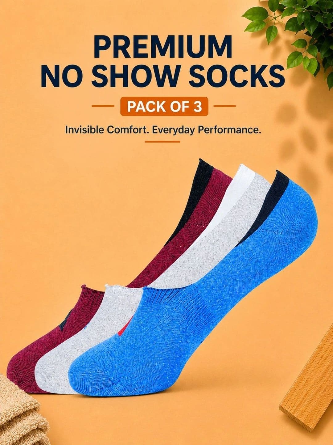 ADDOSSO Men Pack of 3 Cotton Assorted Patterned Shoe Liners Socks thumbnail 2