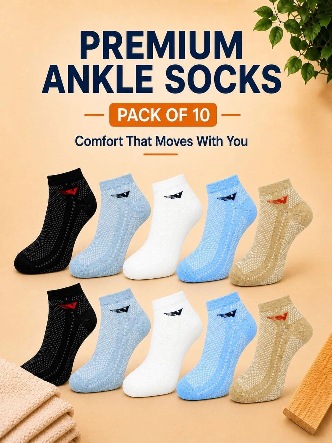 ADDOSSO Men Pack of 10 Cotton Assorted Patterned Ankle Length Socks thumbnail 4