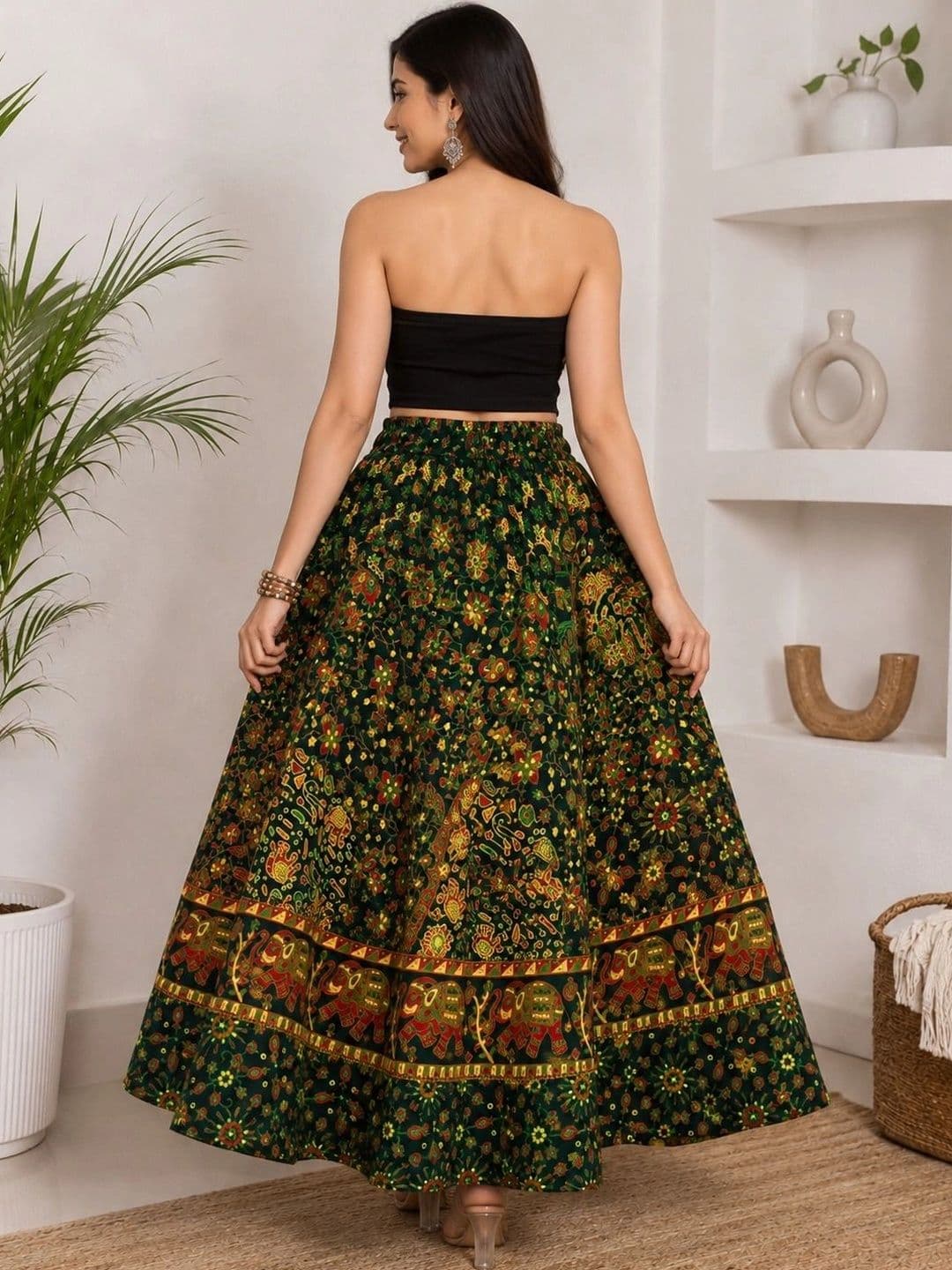 HIMCARE Women Cotton Cambric Paisley Maxi Flared Skirt thumbnail 2