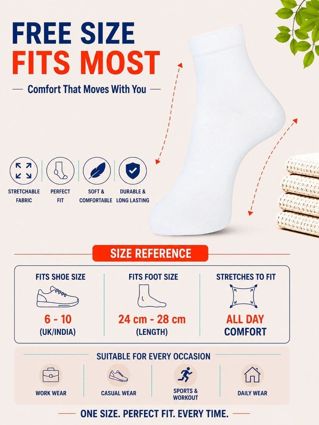 ADDOSSO Men Pack of 3 Cotton Assorted Ankle Length Socks thumbnail 5