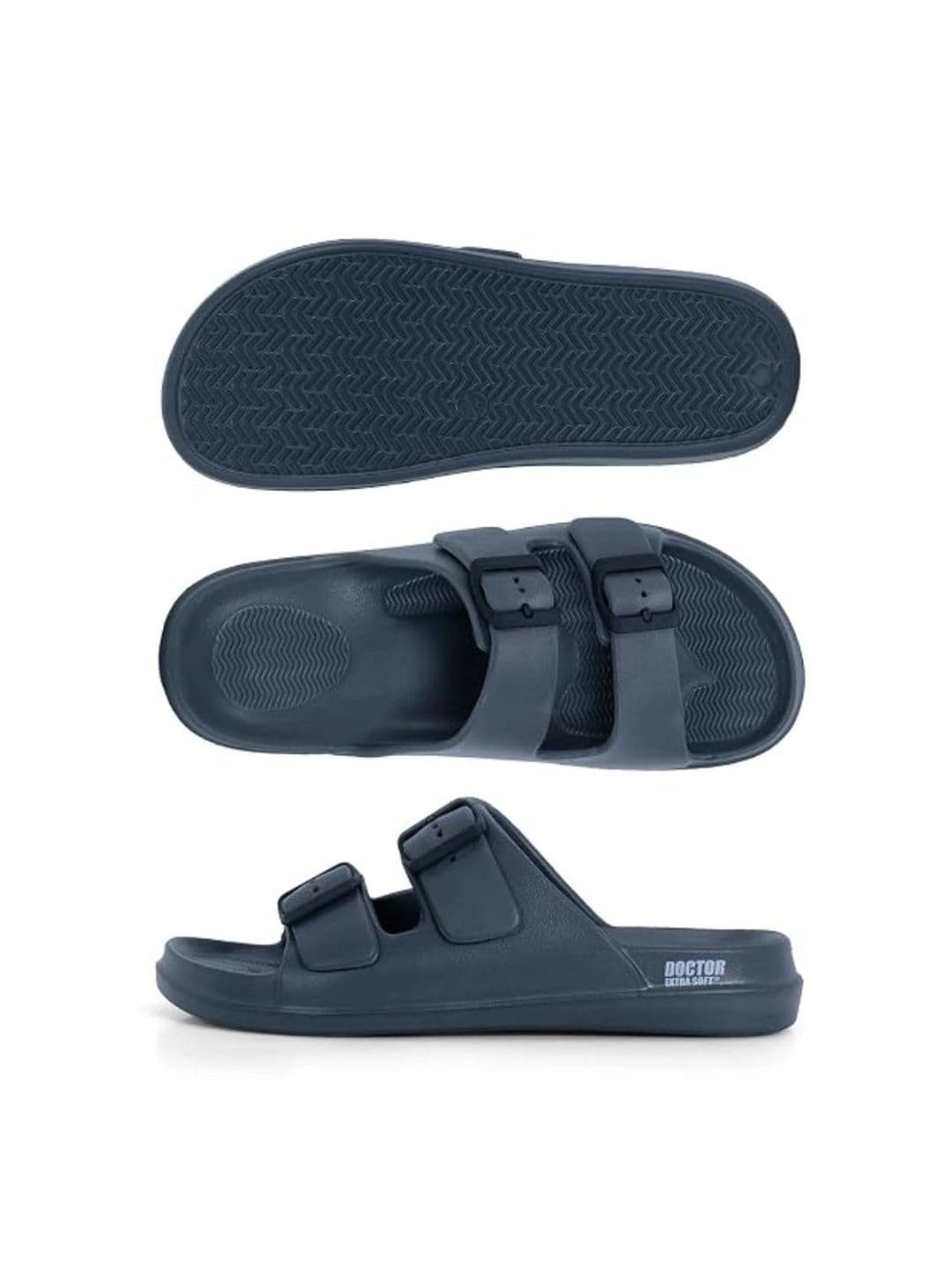 DOCTOR EXTRA SOFT Men Classic Cushion Lightweight Rubber Sliders With Buckle Detail thumbnail 7