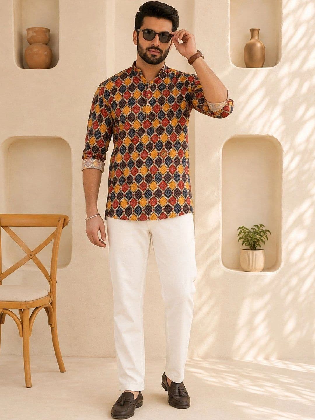 Anouk Men Geometric Printed Kurta thumbnail 4