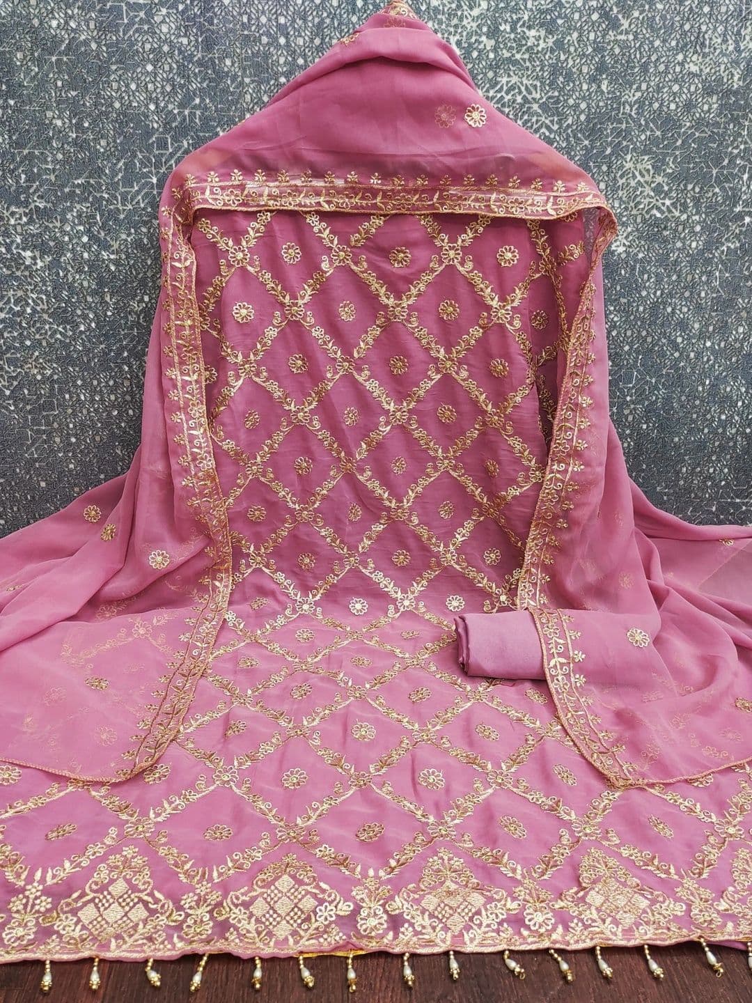 LeeliPeeri Designer Embroidered Unstitched Dress Material thumbnail 2