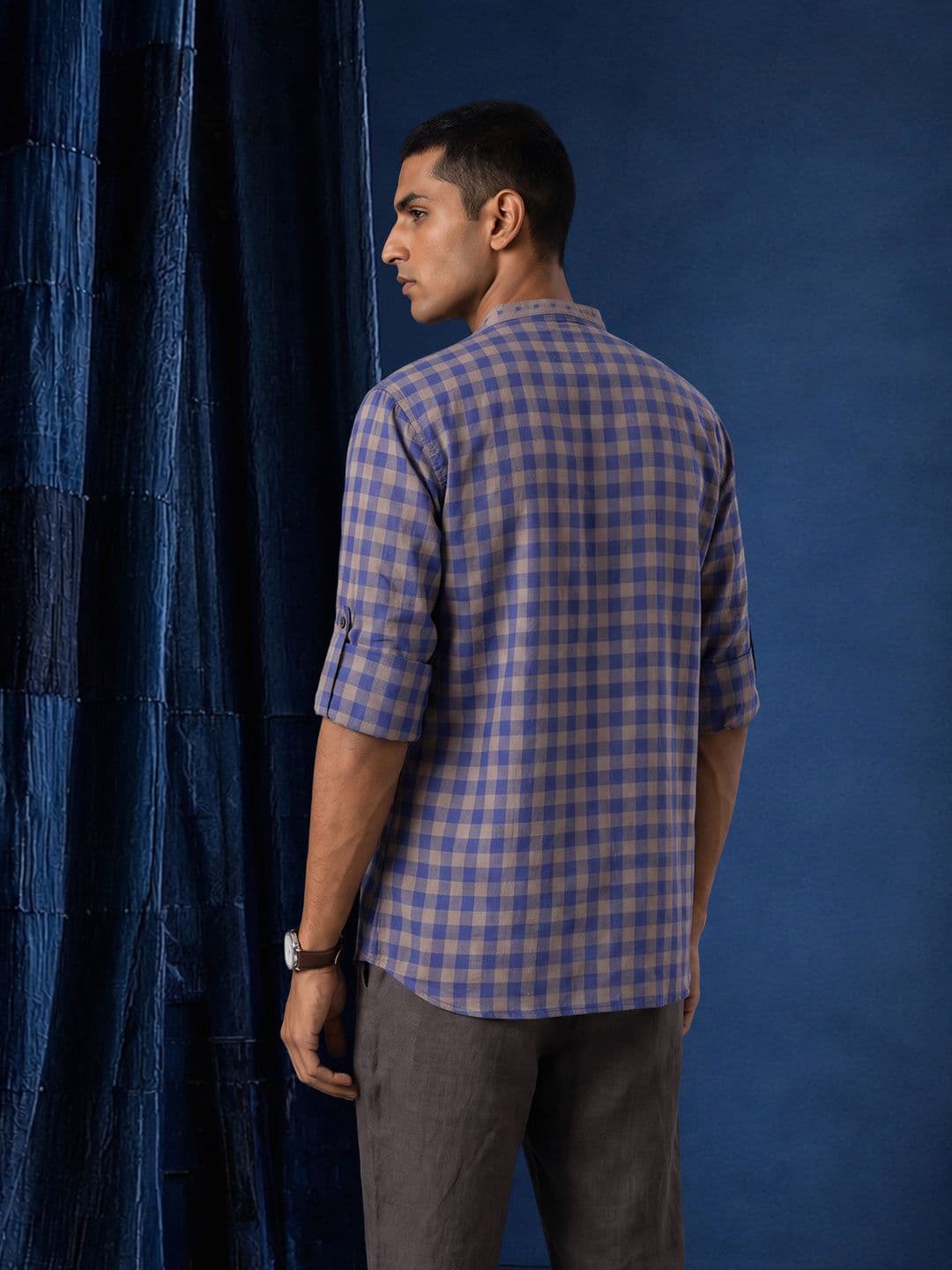 Taavi Woven Legacy Checked Pure Cotton Straight Kurta thumbnail 2