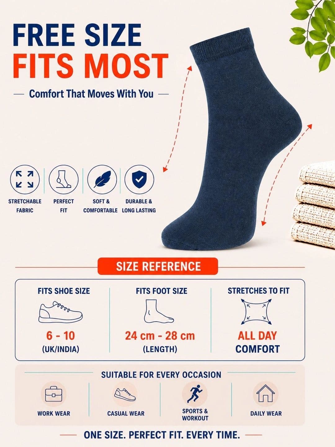 ADDOSSO Men Pack of 3 Cotton Assorted Ankle Length Socks thumbnail 3