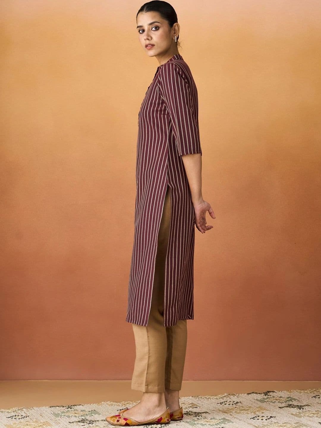 Anouk Women Striped Kurta thumbnail 3