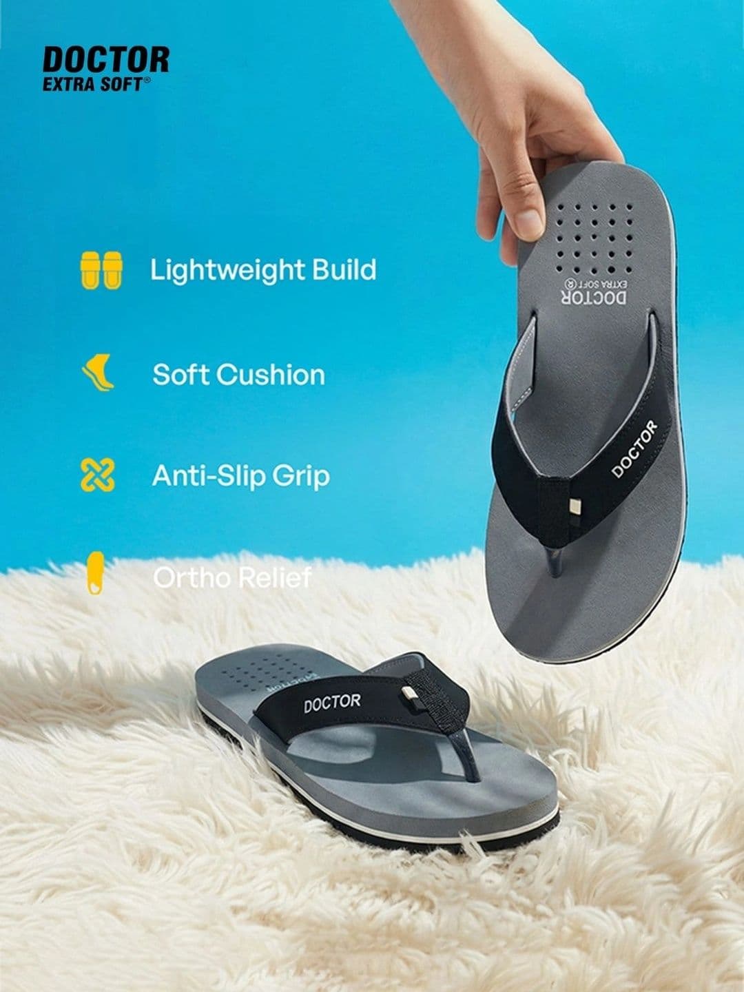 DOCTOR EXTRA SOFT Men Orthopedic Thong Flip-Flops thumbnail 4