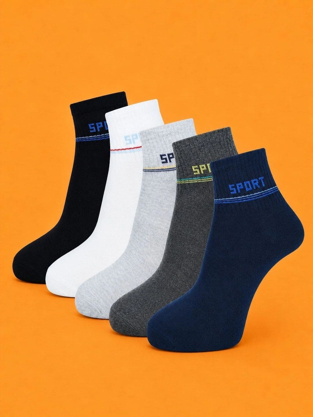 ADDOSSO Men Pack of 5 Cotton Assorted Colourblocked Ankle Length Socks - view 1