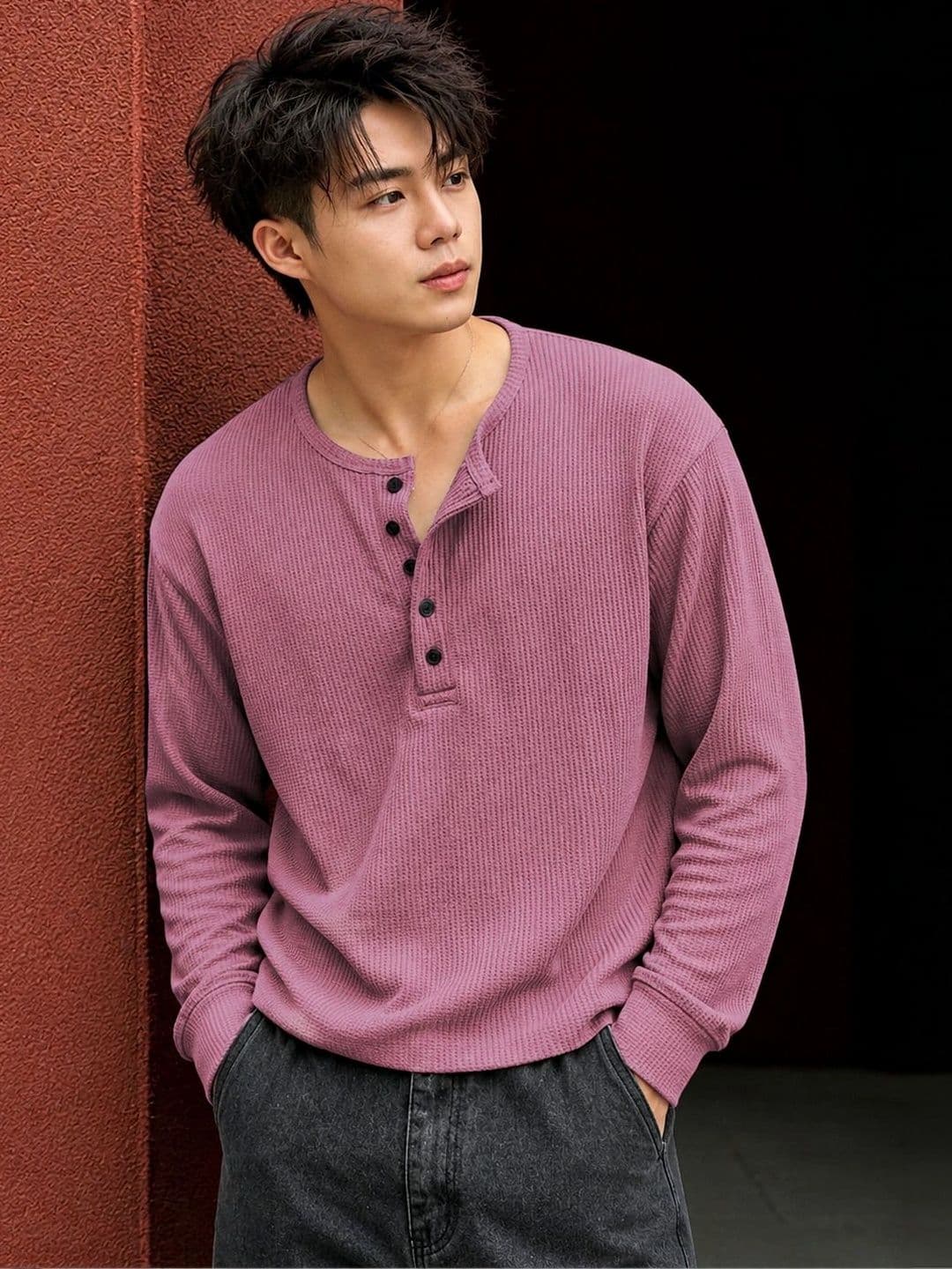 HOODLER Men Henley Neck T-shirt - view 1