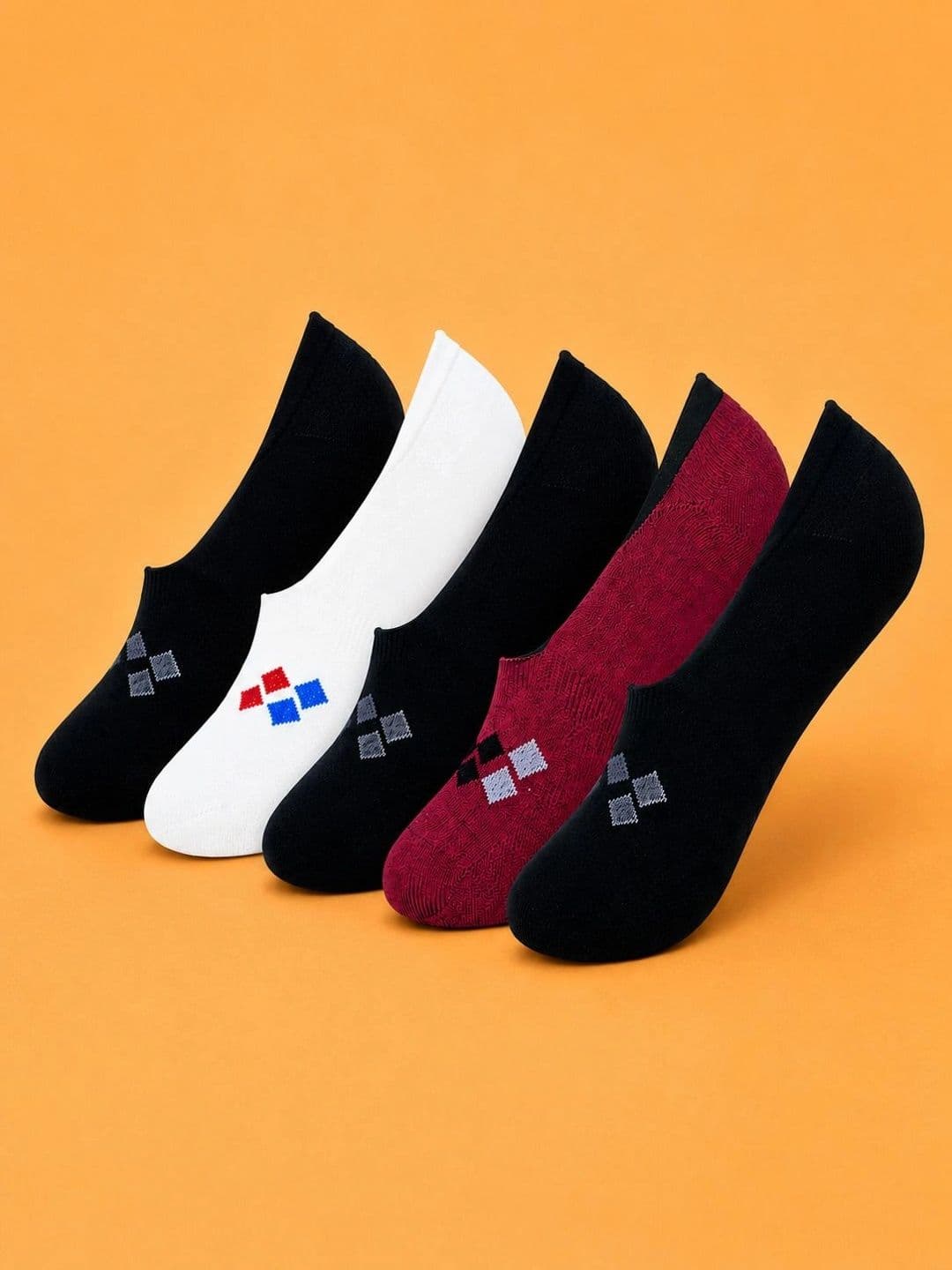 ADDOSSO Men Pack of 5 Cotton Assorted Patterned Shoe Liners Socks - view 1