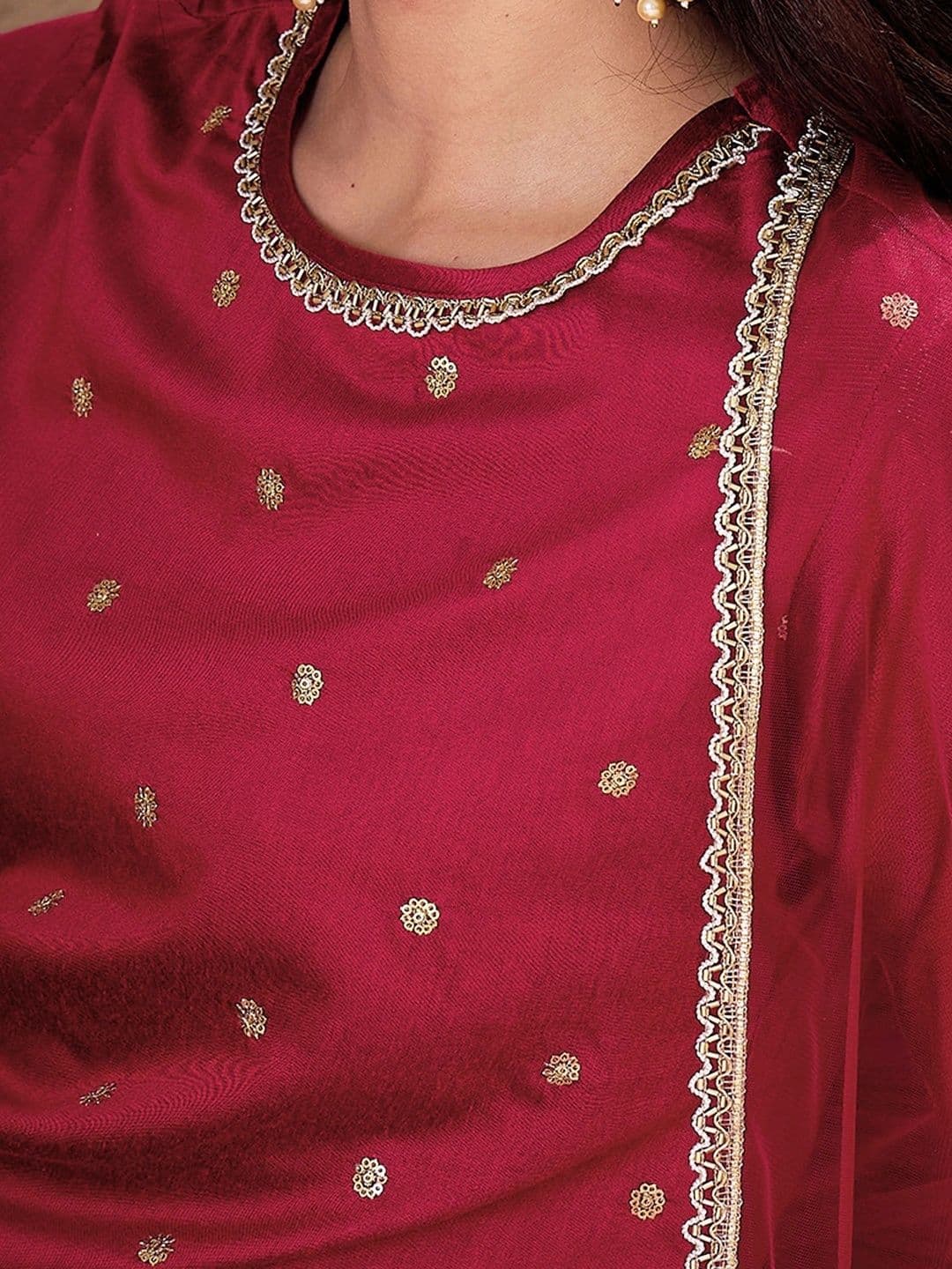 AVANSHEE Women Ethnic Motifs Embroidered Regular Kurta with Palazzos & With Dupatta thumbnail 2