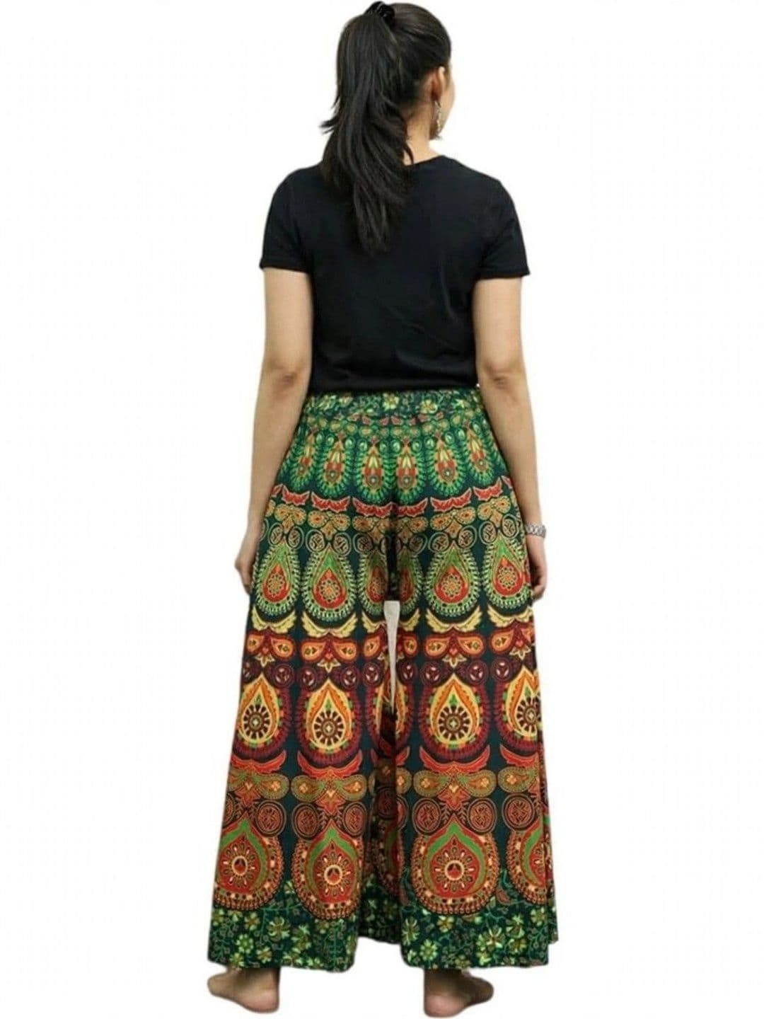 OUTER WEAR AYAM EXPORTS Women Ethnic Motifs Printed Knitted Ethnic Palazzos thumbnail 2