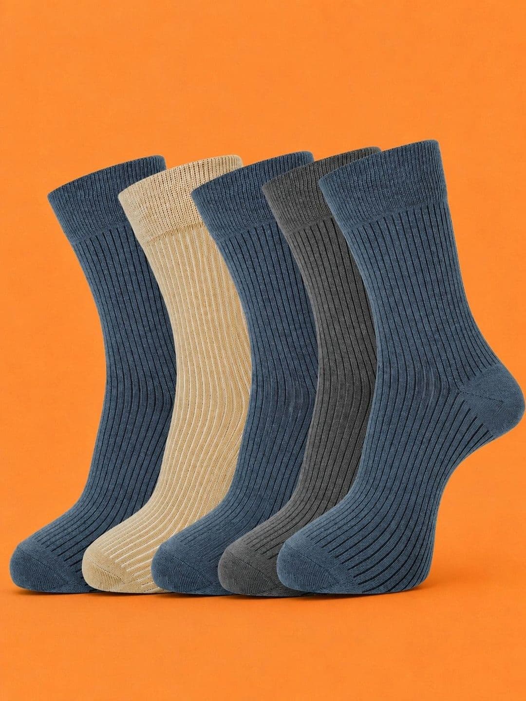ADDOSSO Men Pack of 5 Cotton Assorted Patterned Calf Length Socks - view 1