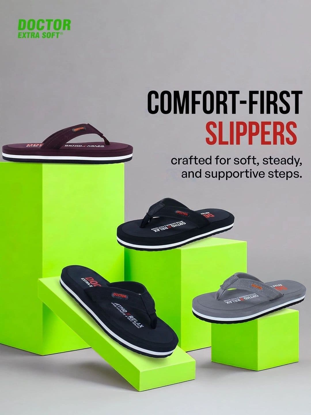 DOCTOR EXTRA SOFT Men Non-Allergenic Sweat Wicking Anti-Skid Thong Flip-Flops thumbnail 4