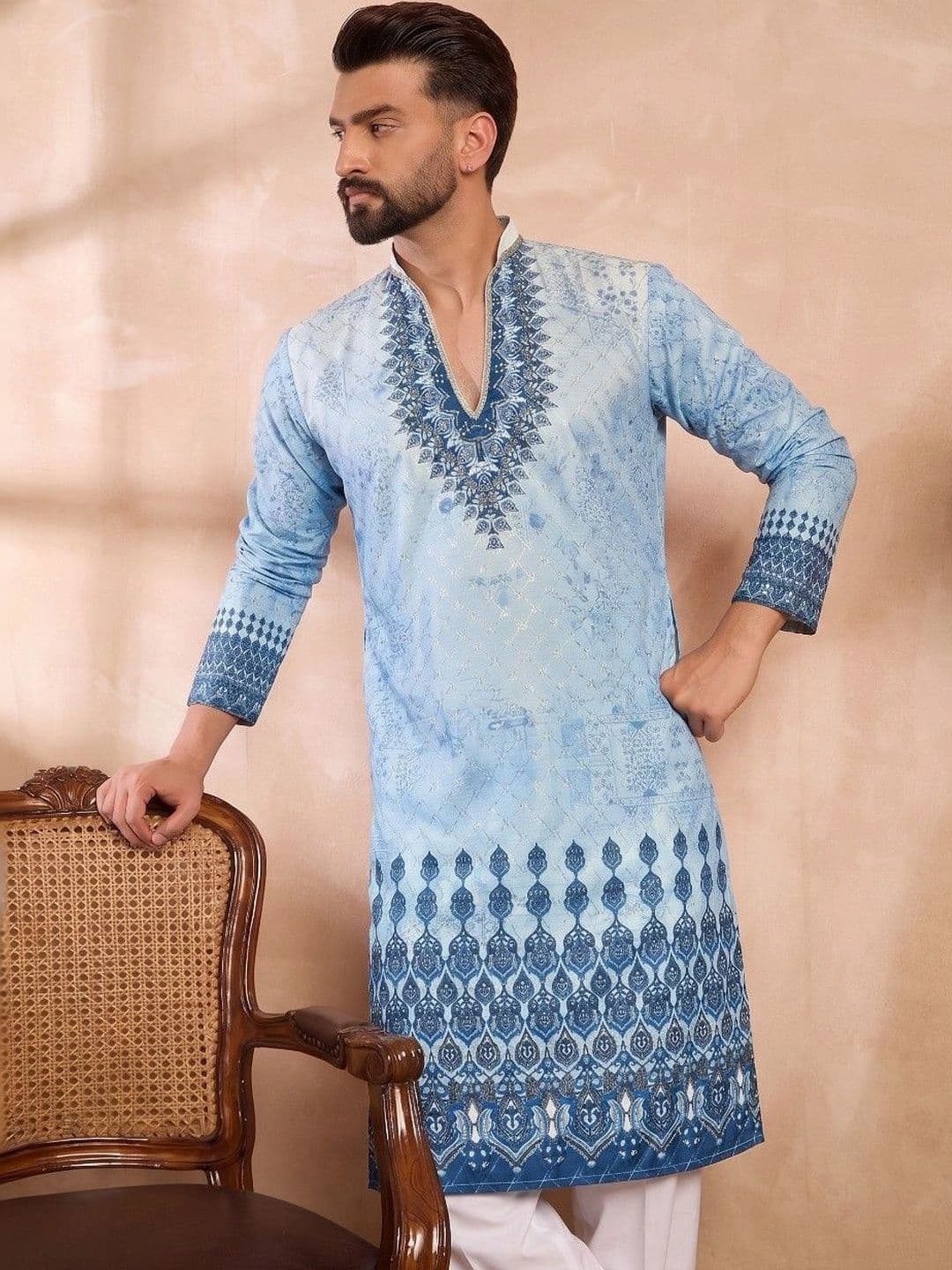 VELKYNOX Men Ethnic Motifs Printed Kurta thumbnail 7