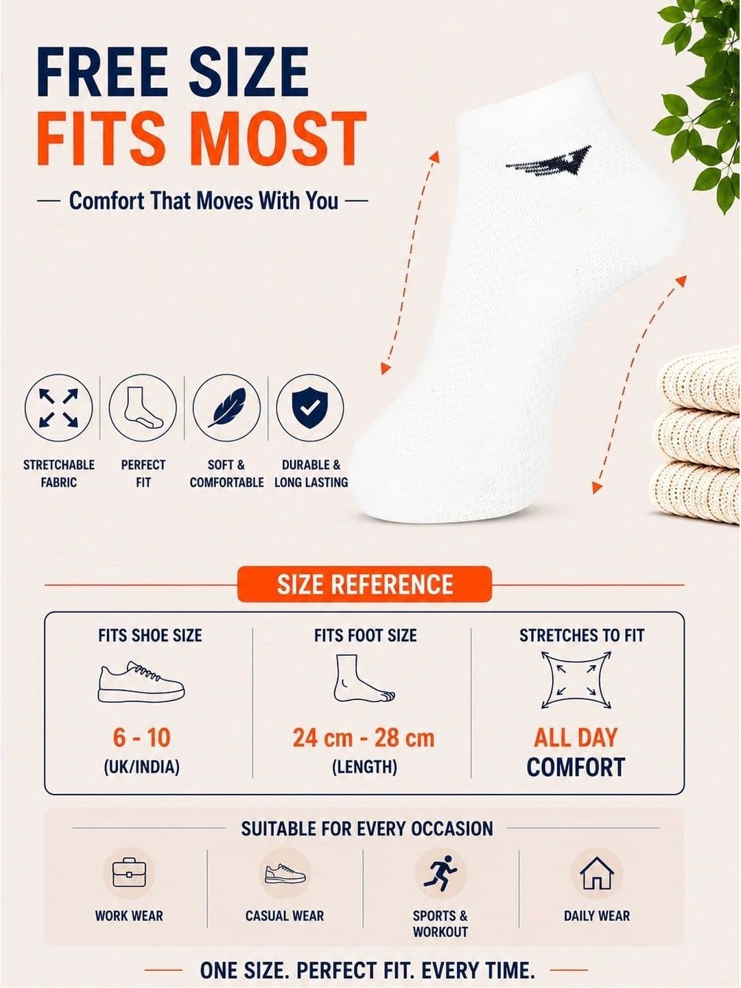 ADDOSSO Men Pack of 3 Cotton Assorted Ankle Length Socks thumbnail 5