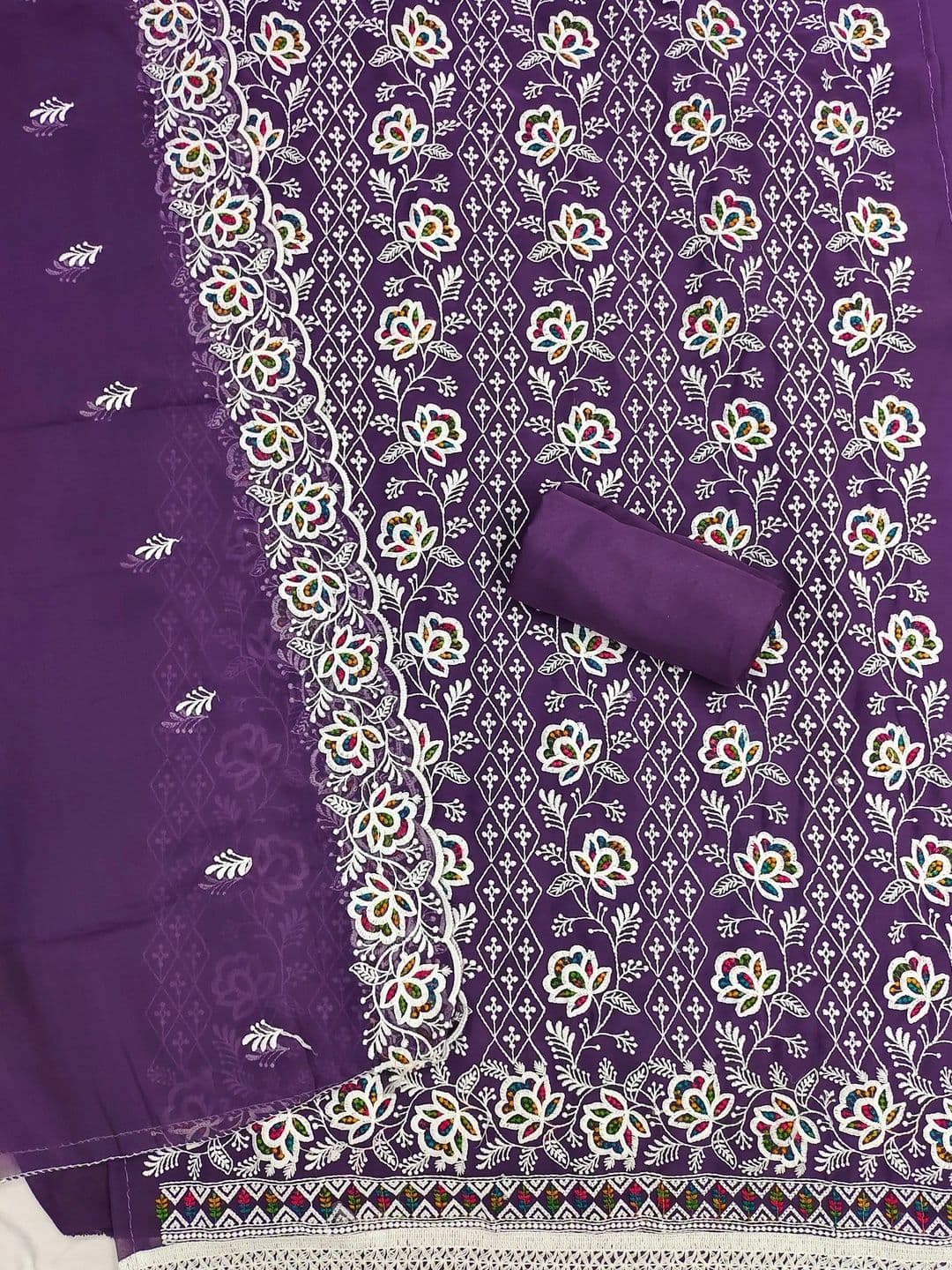 LeeliPeeri Designer Embroidered Unstitched Dress Material thumbnail 3